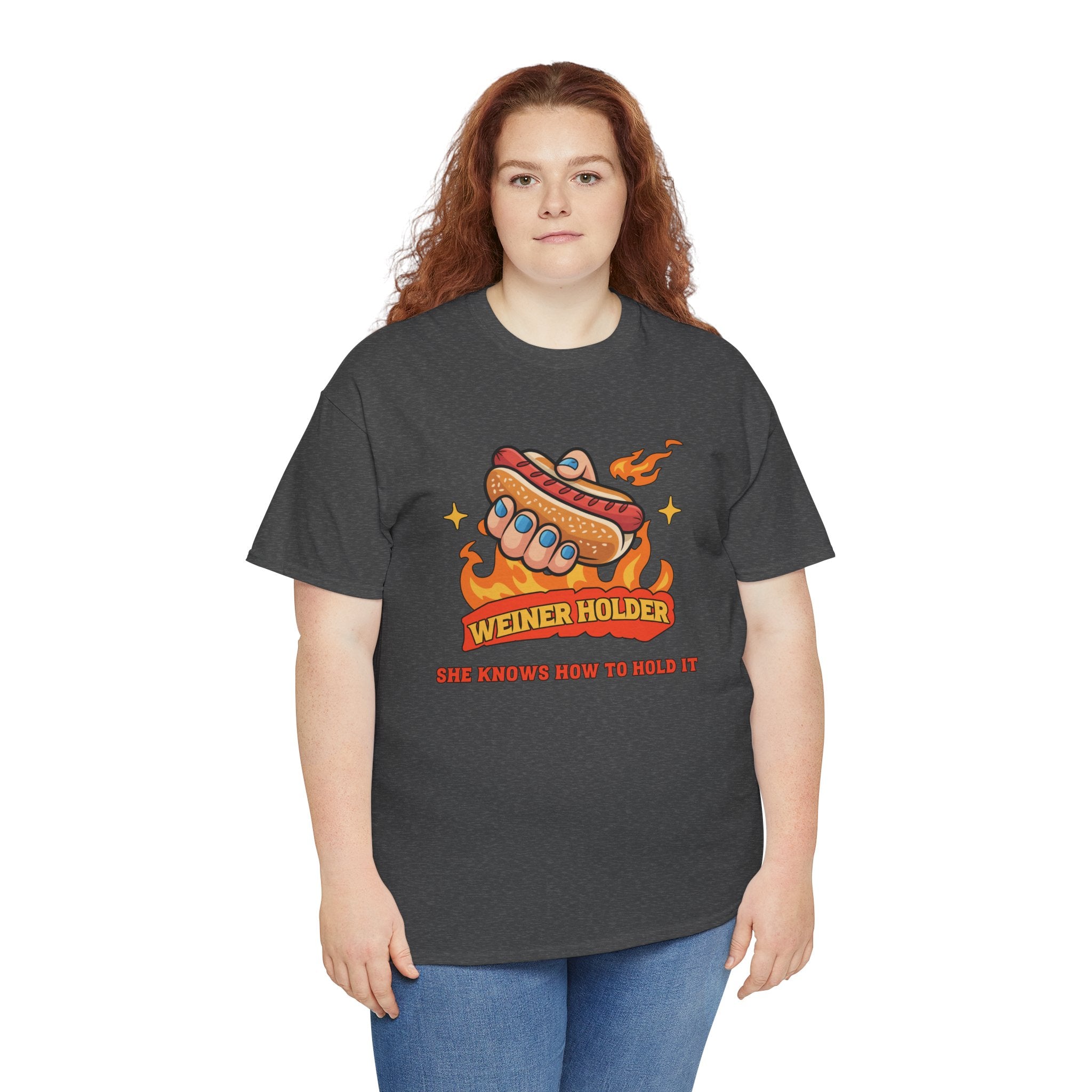 Funny Hot Dog T-Shirt — Weiner Holder Adult-Themed Tee