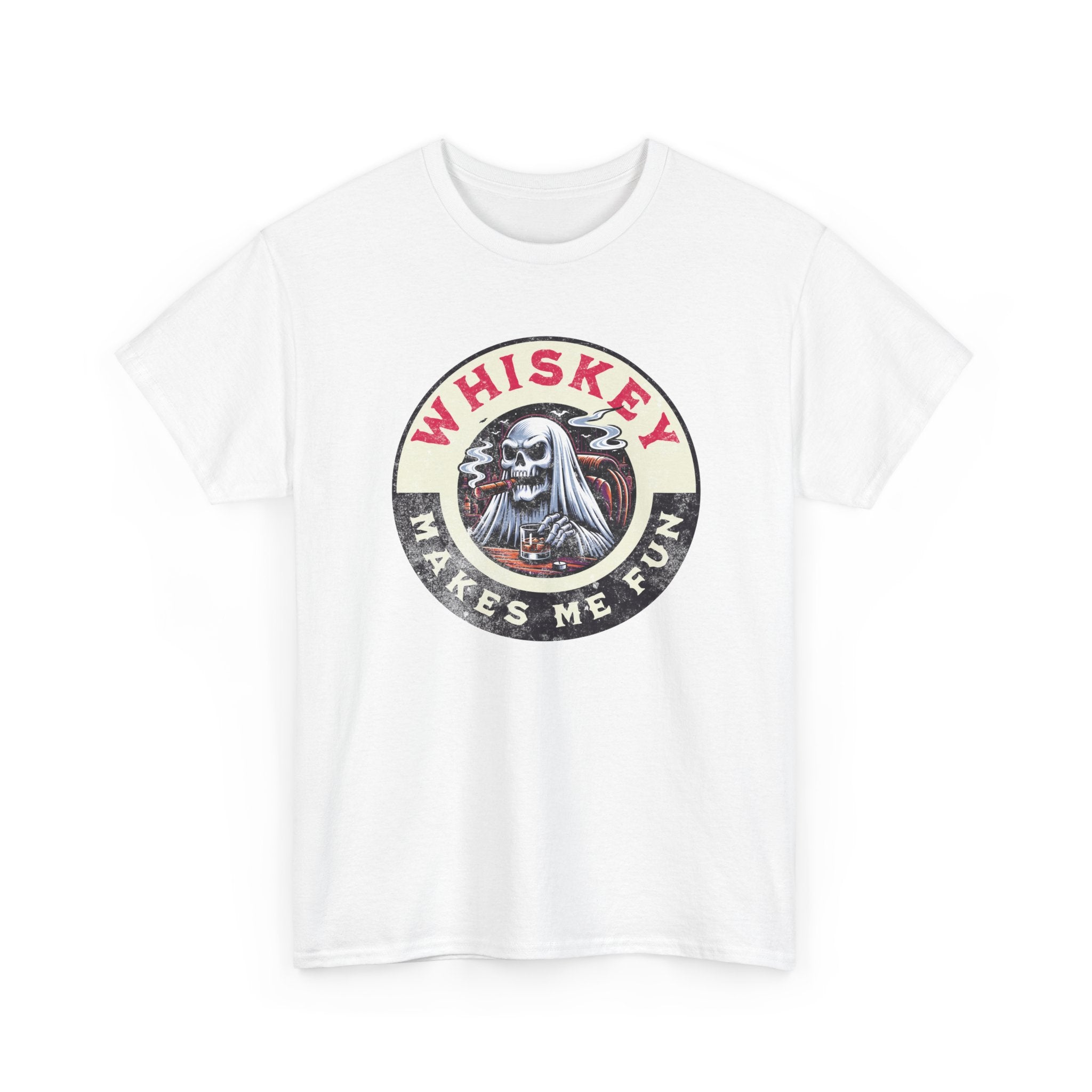 Whiskey Makes Me Fun T-Shirt — Vintage Skull Whiskey Graphic Tee