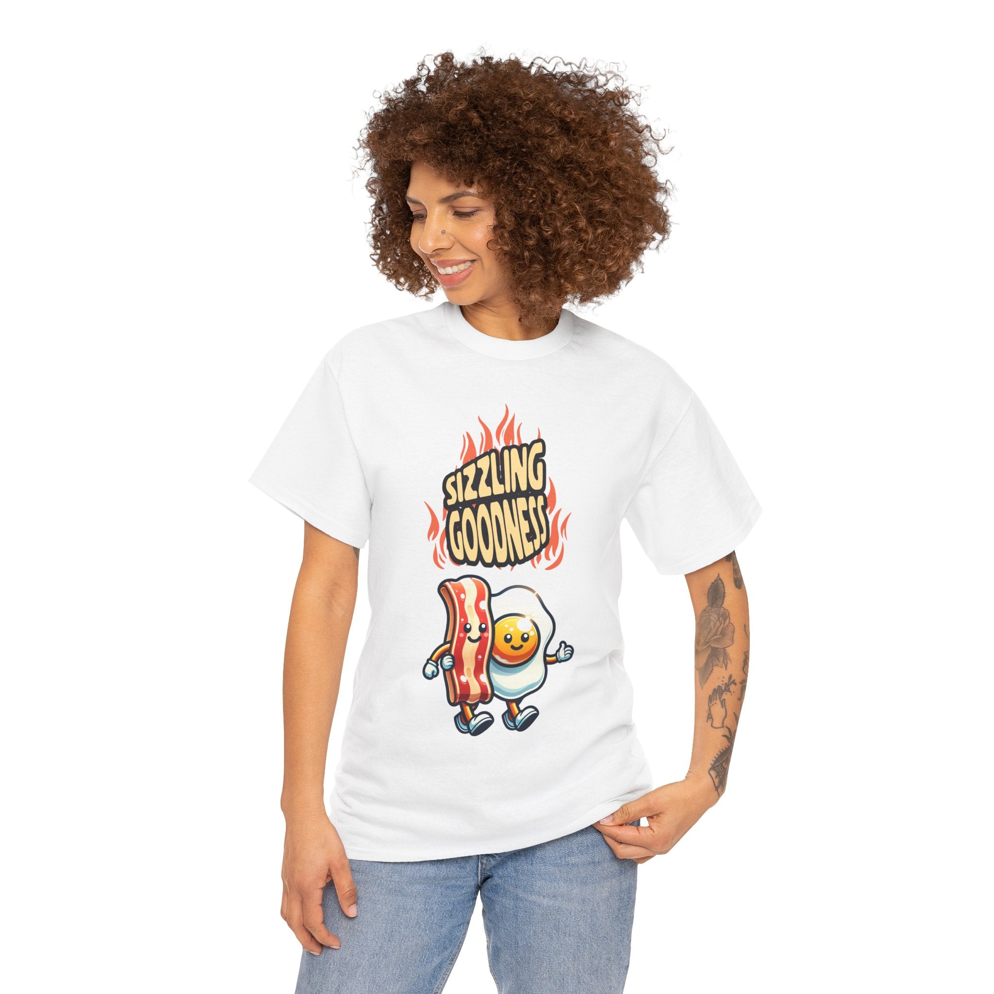 Sizzling Goodness Breakfast T-Shirt — Bacon & Egg Cartoon Tee