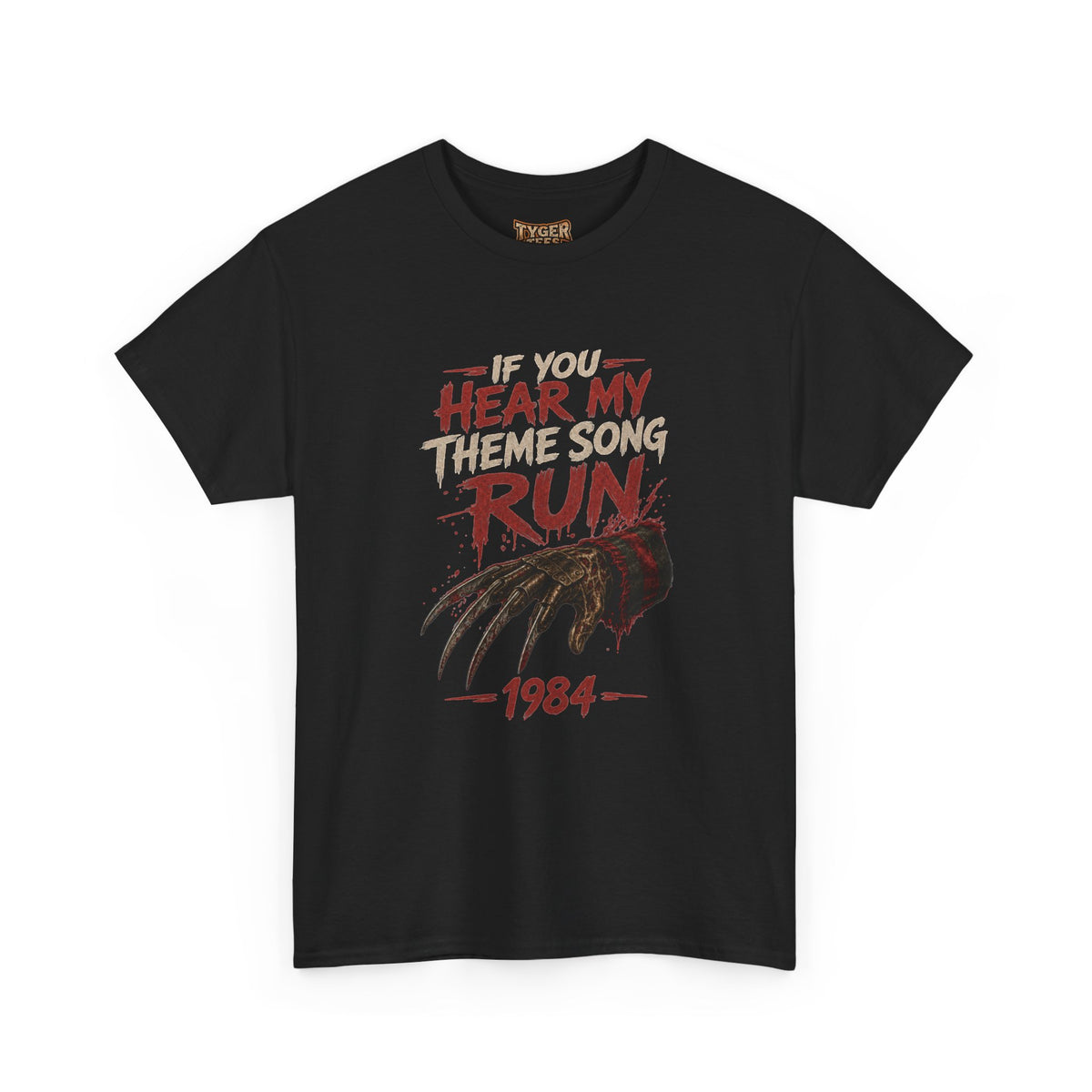 Horror Movie Tee — "If You Hear My Theme Song Run" Freddy Graphic T-Shirt