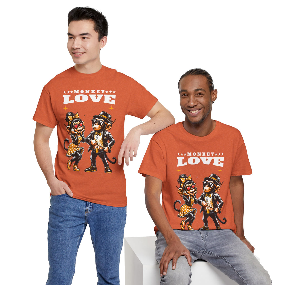 "Monkey Love" Retro Dancing Monkeys Graphic Tee