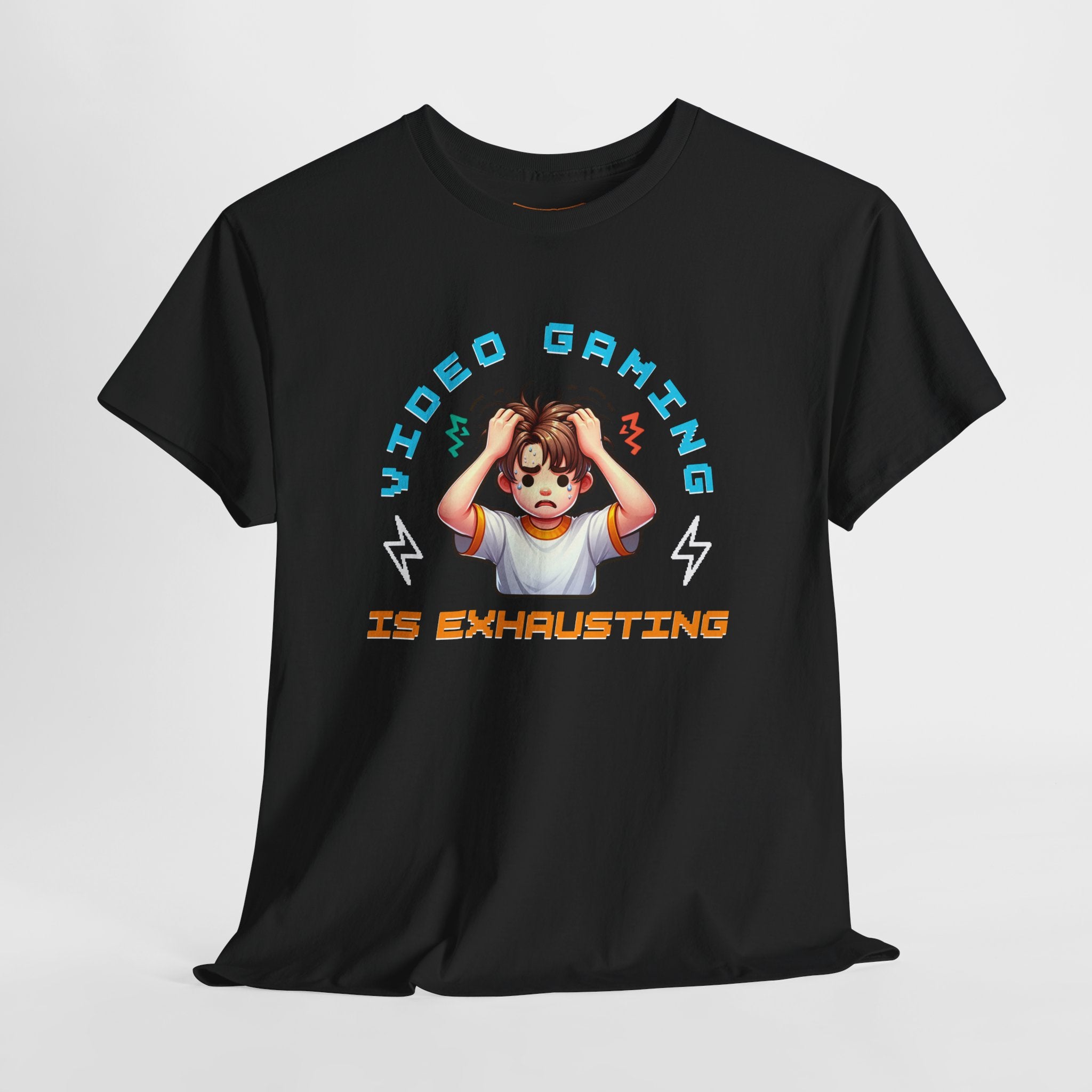 Gaming T‑Shirt — "Video Gaming Is Exhausting" Cute Anime Gamer Tee