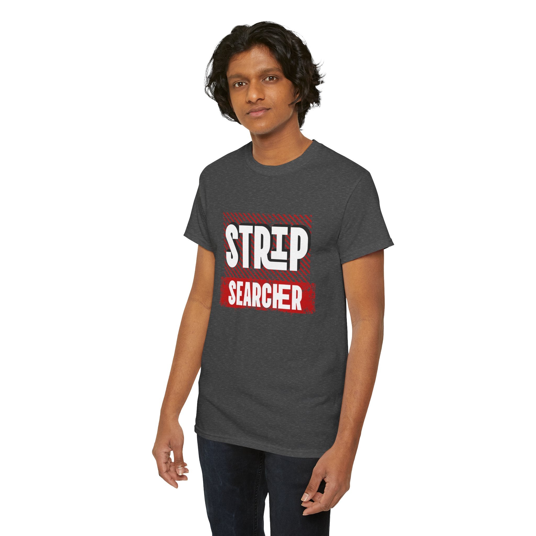 Step Searcher Graphic Tee — Vintage Red Stamped Design