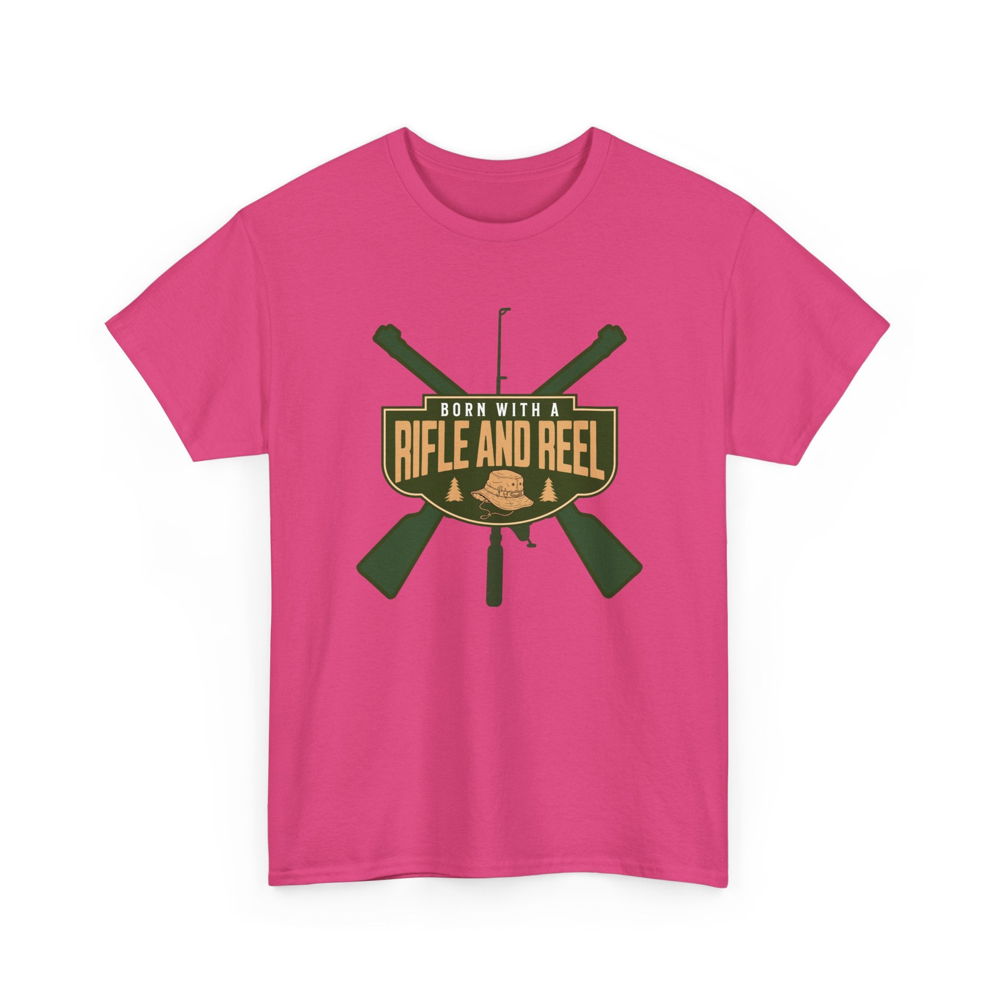 Rifle and Reel T-Shirt — "Born With a Rifle and Reel" Hunting & Fishing Graphic Tee