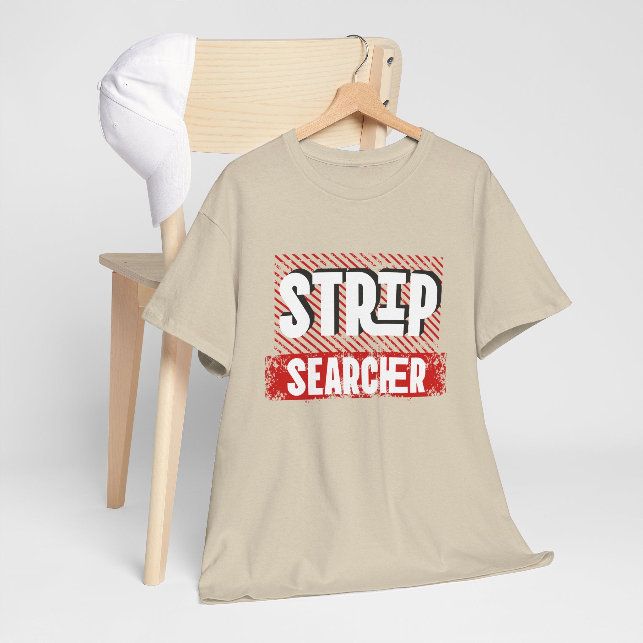 Step Searcher Graphic Tee — Vintage Red Stamped Design