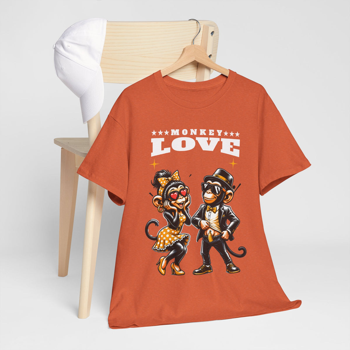 "Monkey Love" Retro Dancing Monkeys Graphic Tee