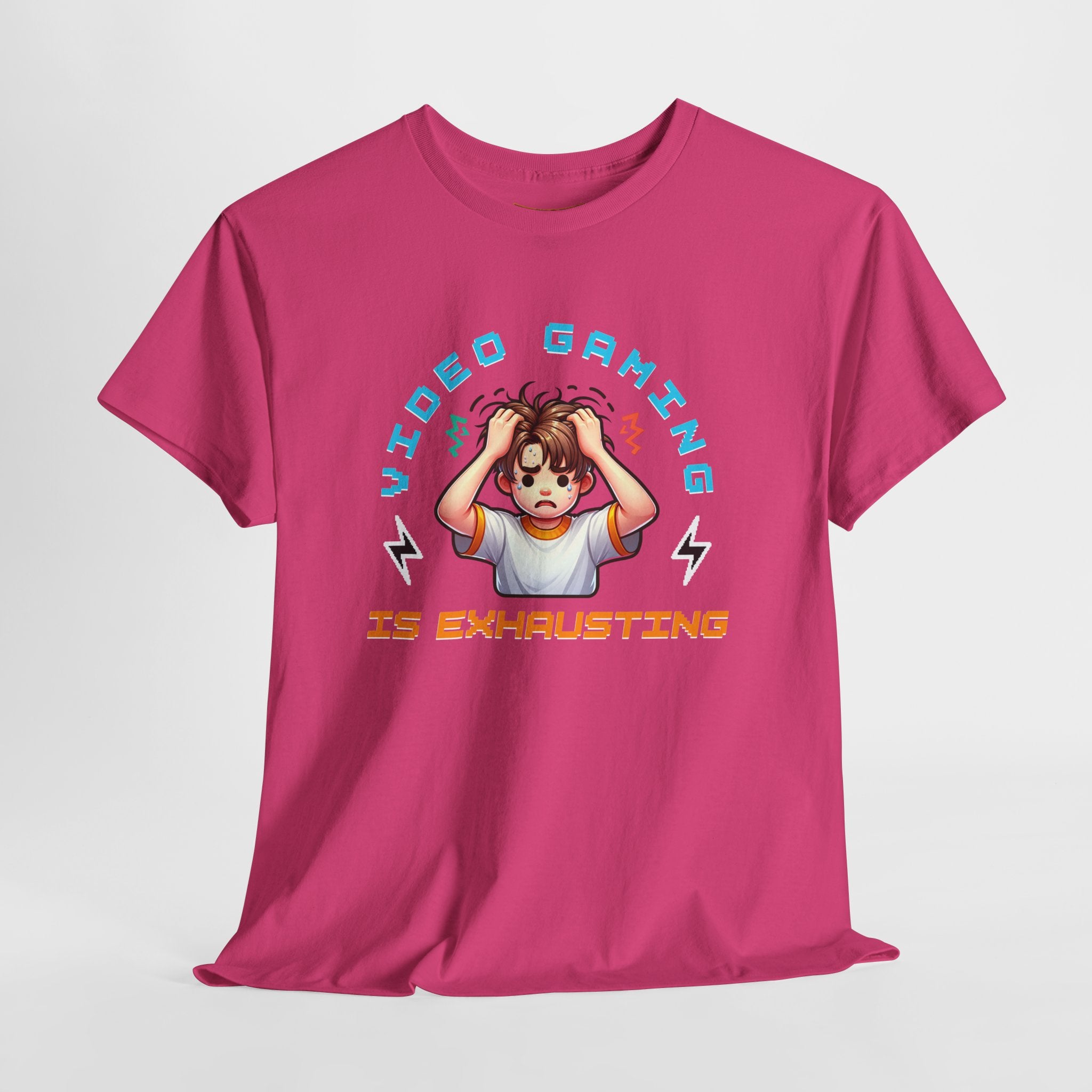 Gaming T‑Shirt — "Video Gaming Is Exhausting" Cute Anime Gamer Tee