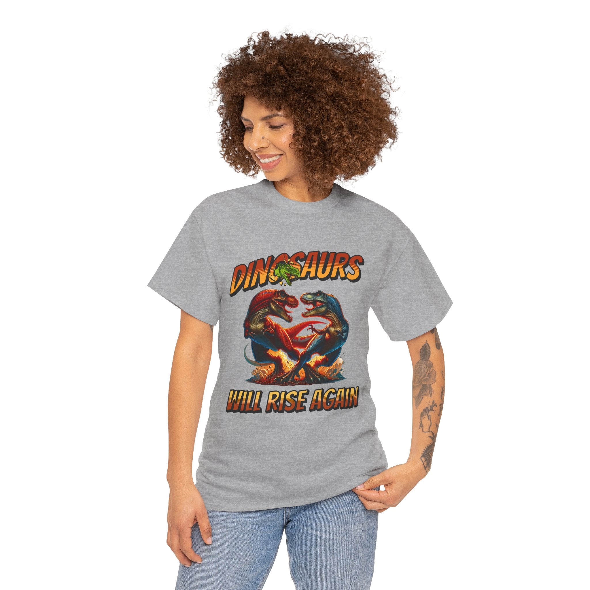 Dinosaur Graphic Tee – "Dinosaurs Will Rise Again" Retro Jurassic T‑Shirt