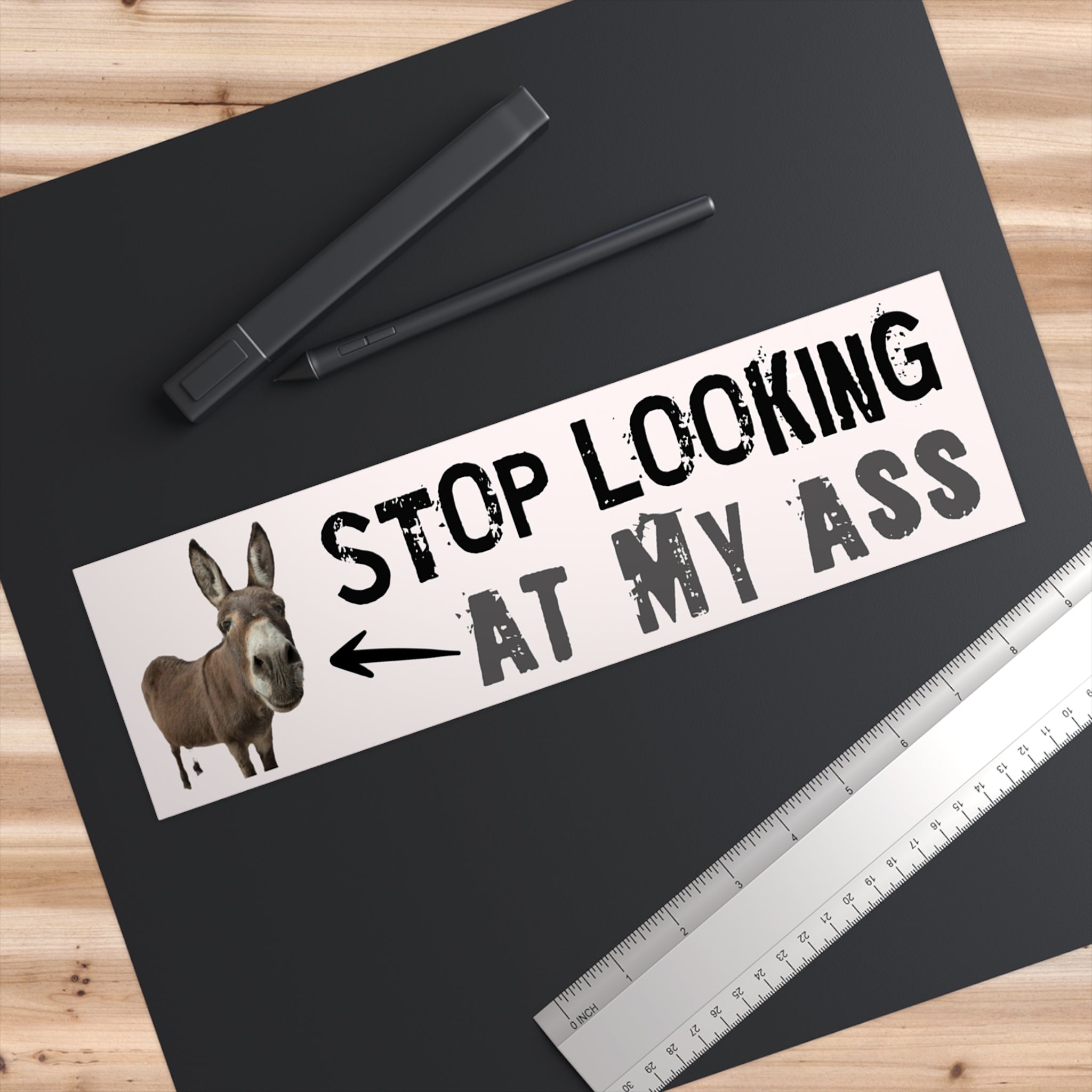 Bumper Sticker - "Stop Looking At My Ass" Funny Donkey Decal