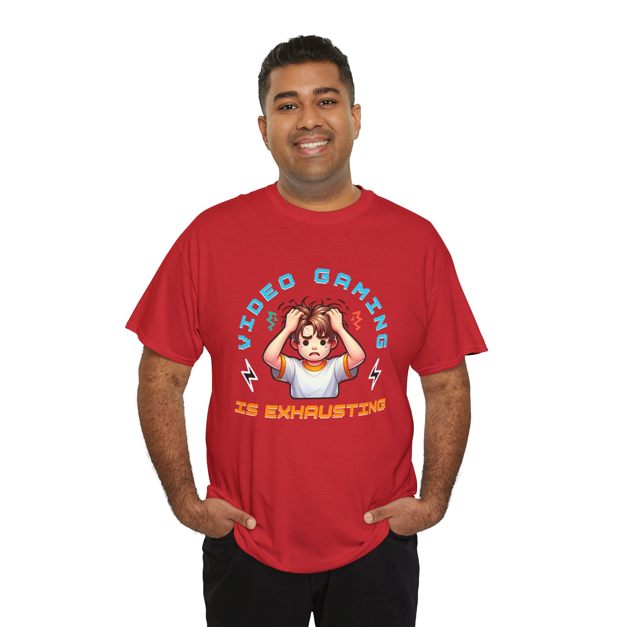 Gaming T‑Shirt — "Video Gaming Is Exhausting" Cute Anime Gamer Tee