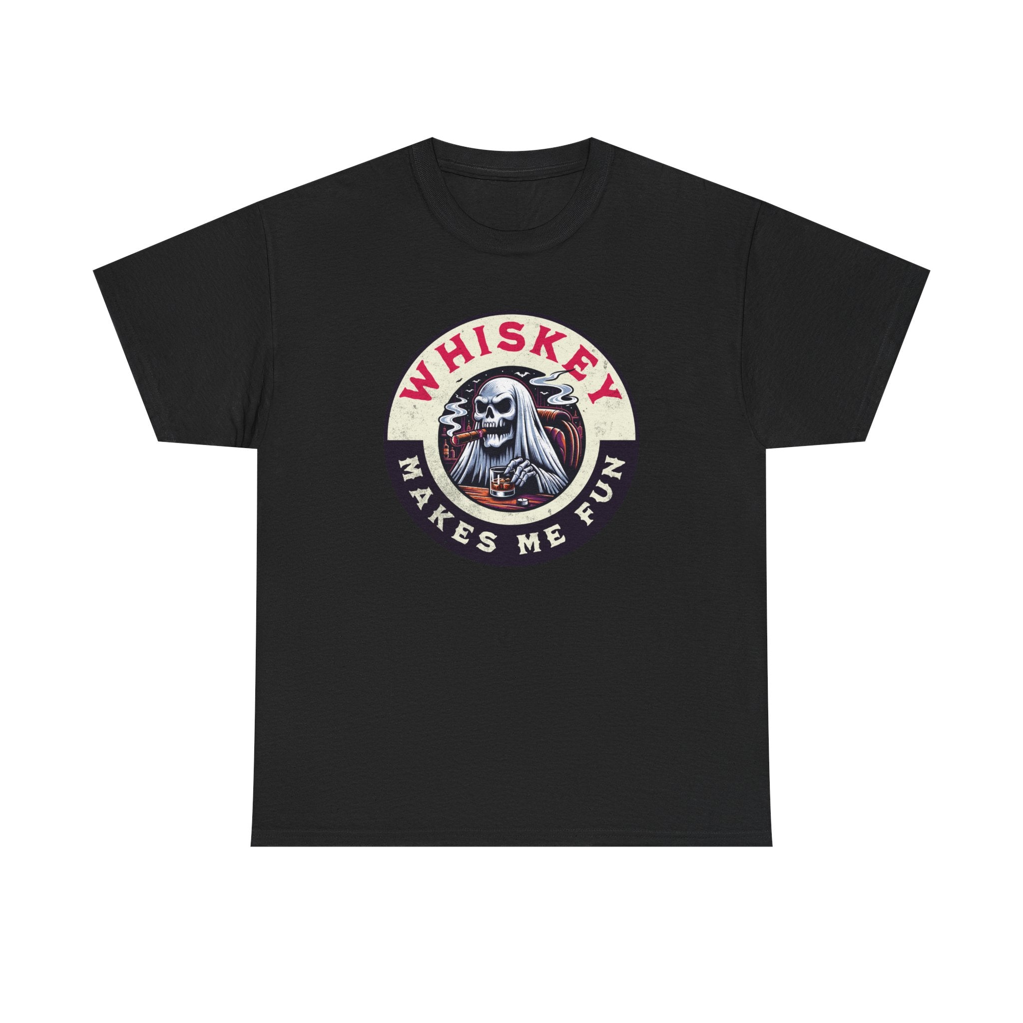 Whiskey Makes Me Fun T-Shirt — Vintage Skull Whiskey Graphic Tee