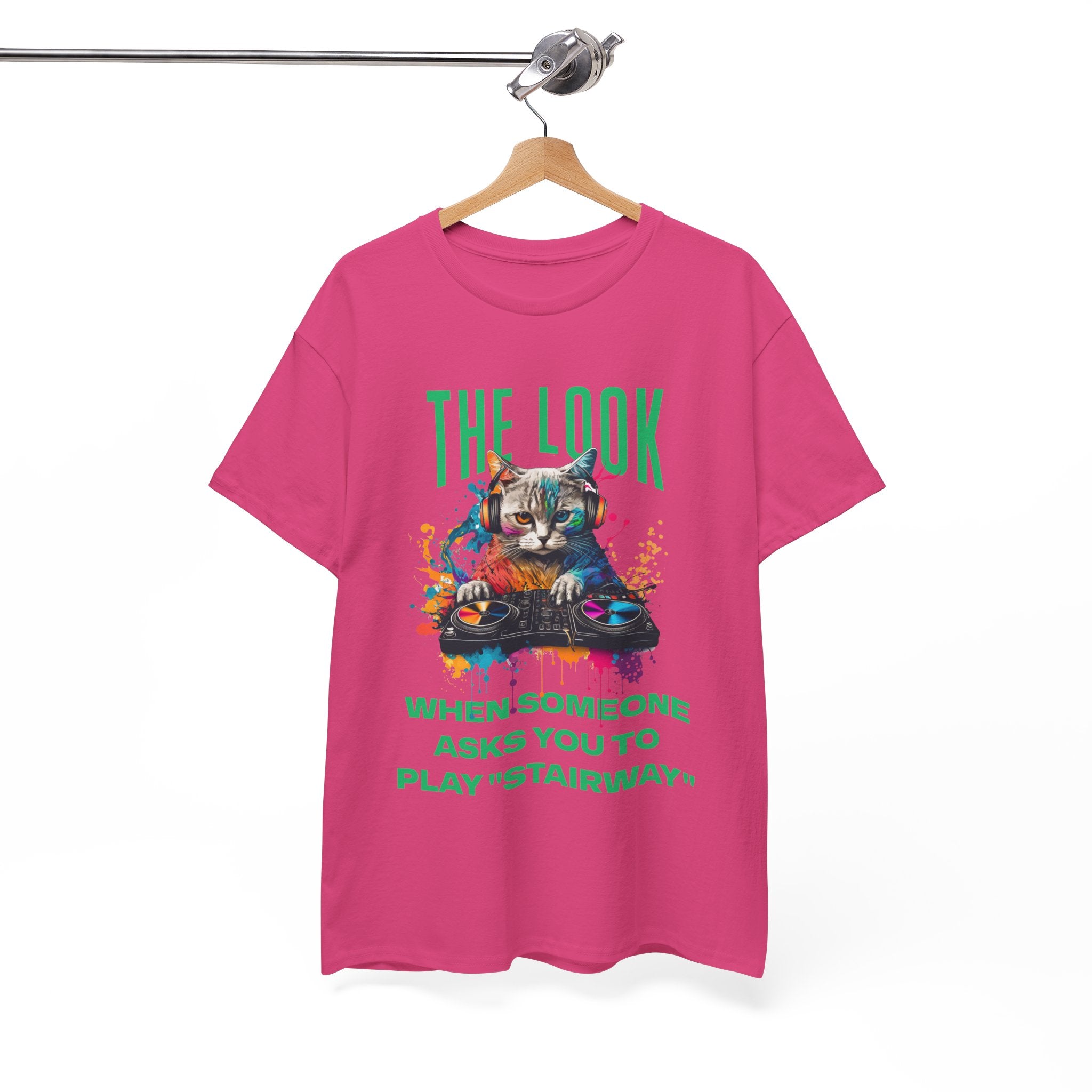 Cat DJ T‑Shirt — “The Look When Someone Asks You to Play ‘Stairway’”