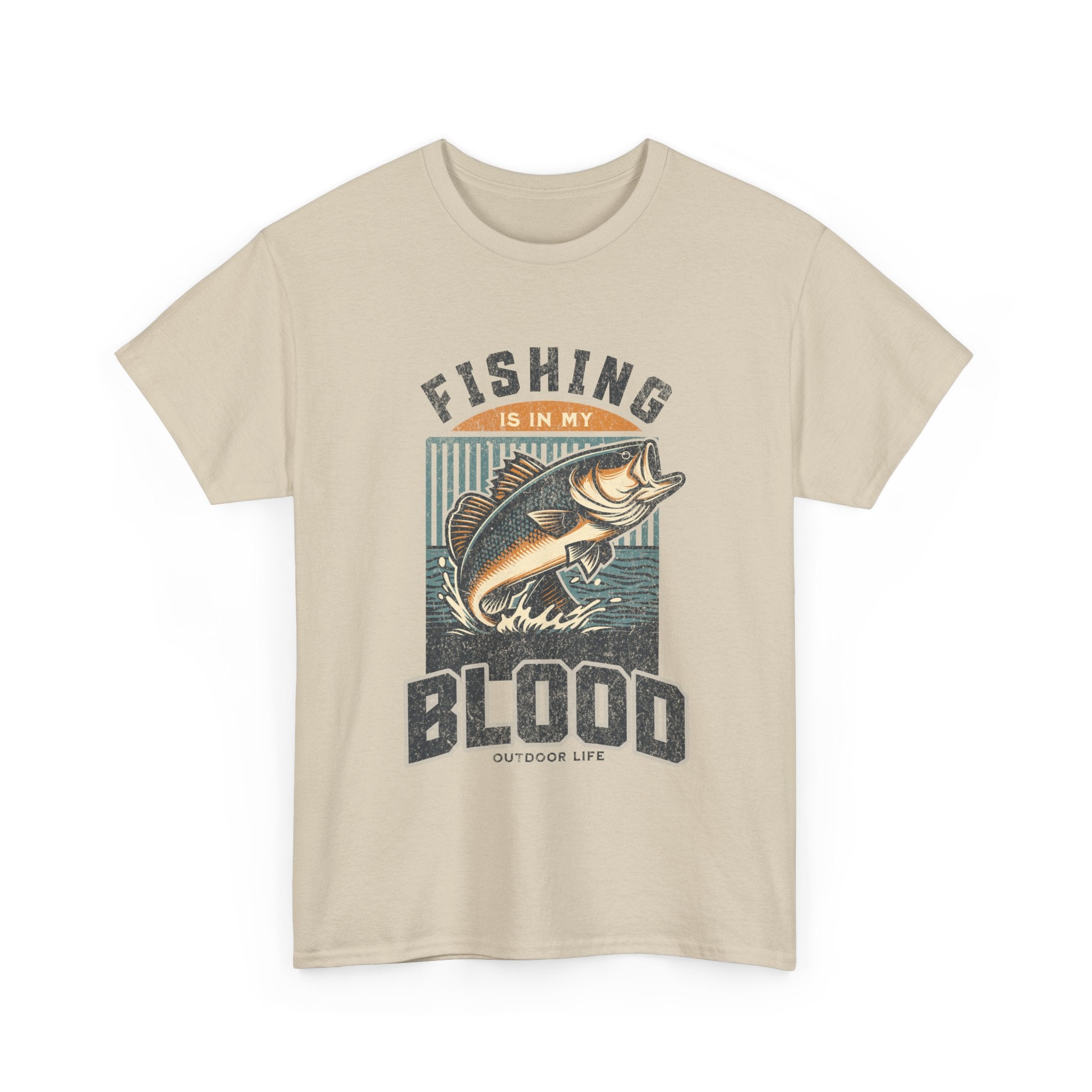 Fishing Is My Blood T-Shirt — Retro Bass Graphic Tee for Anglers