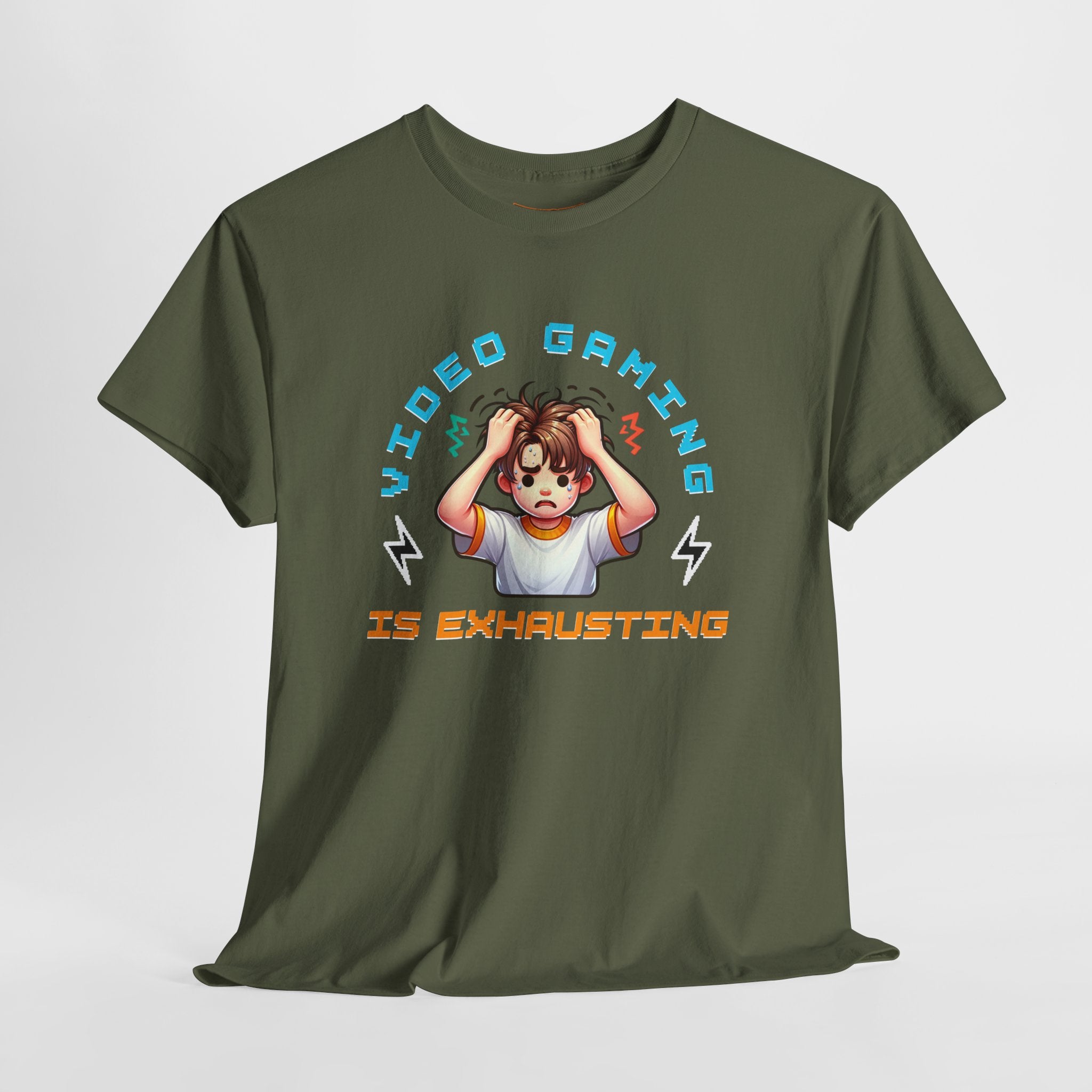 Gaming T‑Shirt — "Video Gaming Is Exhausting" Cute Anime Gamer Tee