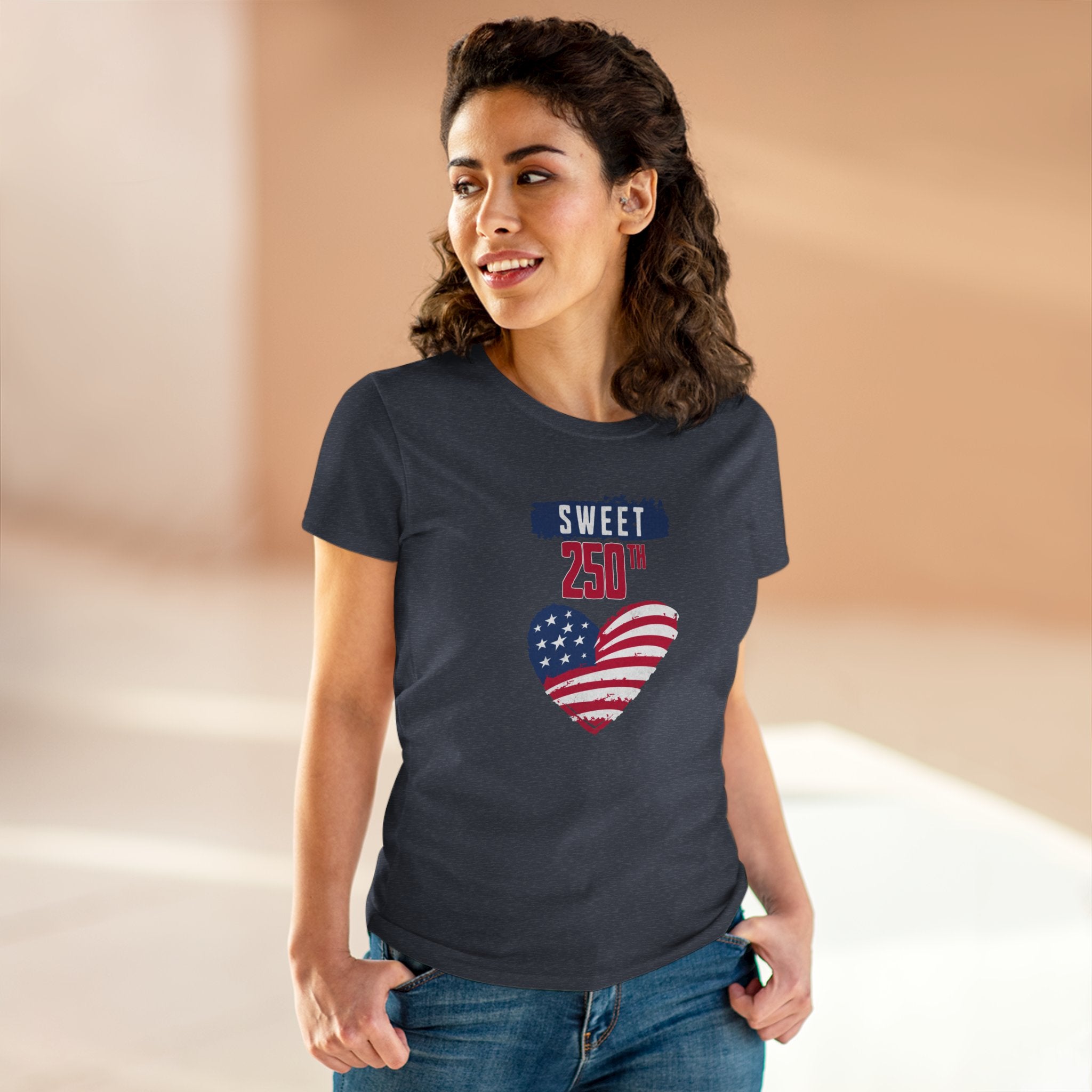Sweet 250th American Flag Heart T‑Shirt