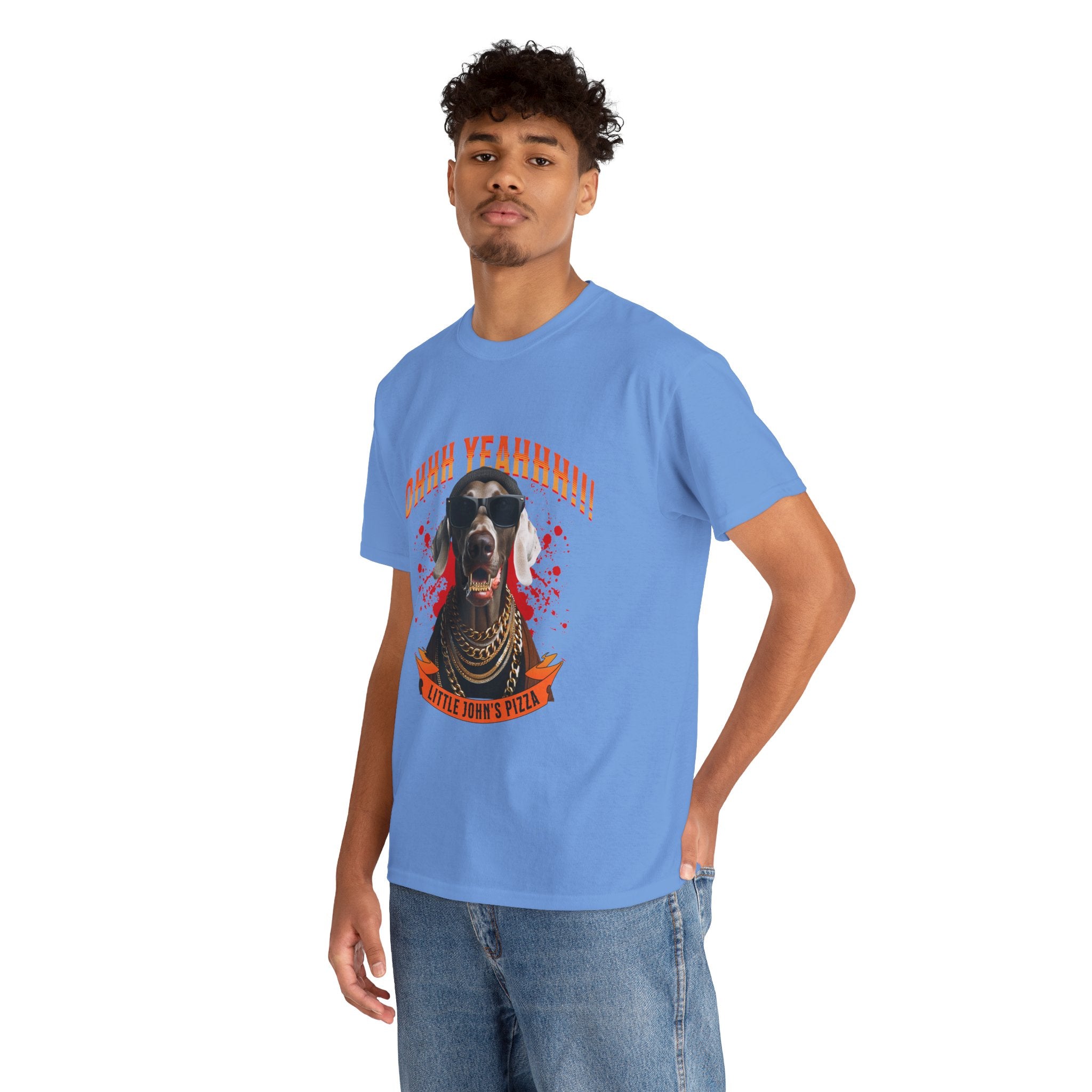 Little Johns Pizza Lover Unisex Tee, Ohhh Yeahhh Graphic Tee, Funny Dog T-Shirt, Food Lover Gift, Unisex Cotton Shirt