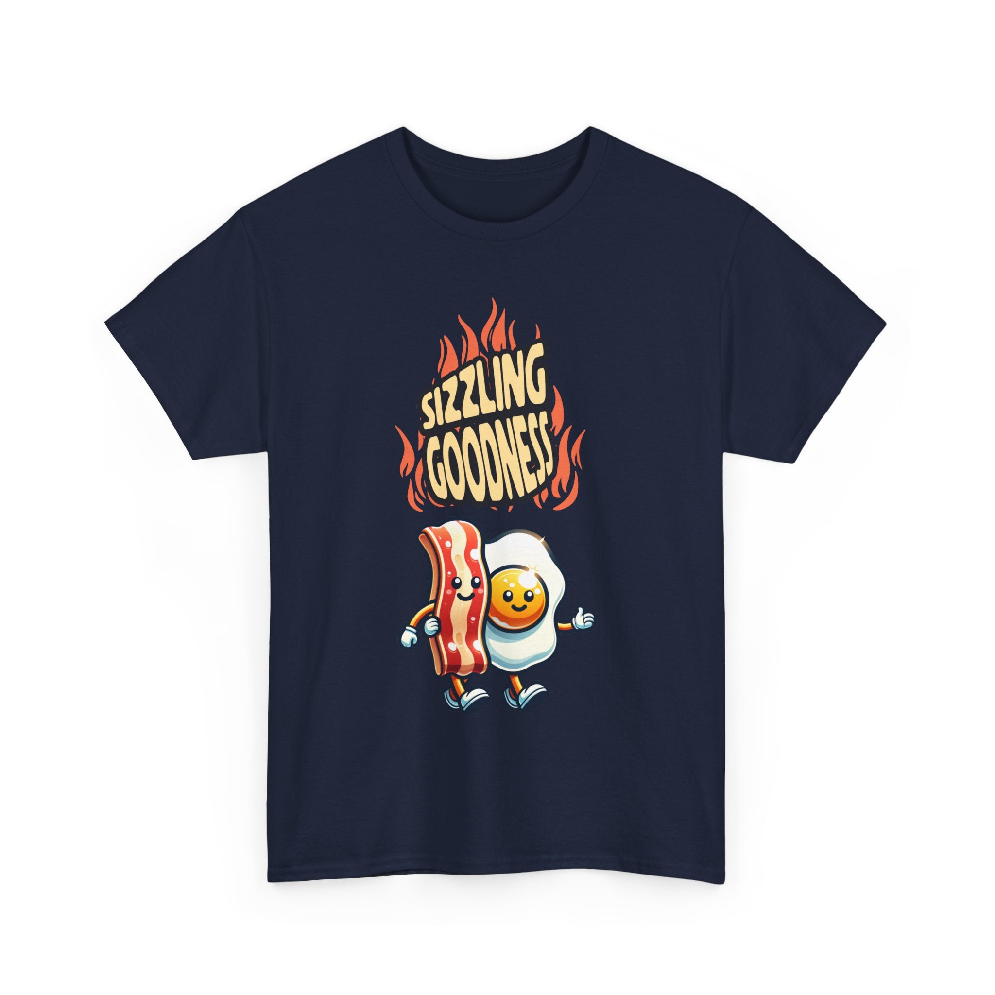 Sizzling Goodness Breakfast T-Shirt — Bacon & Egg Cartoon Tee