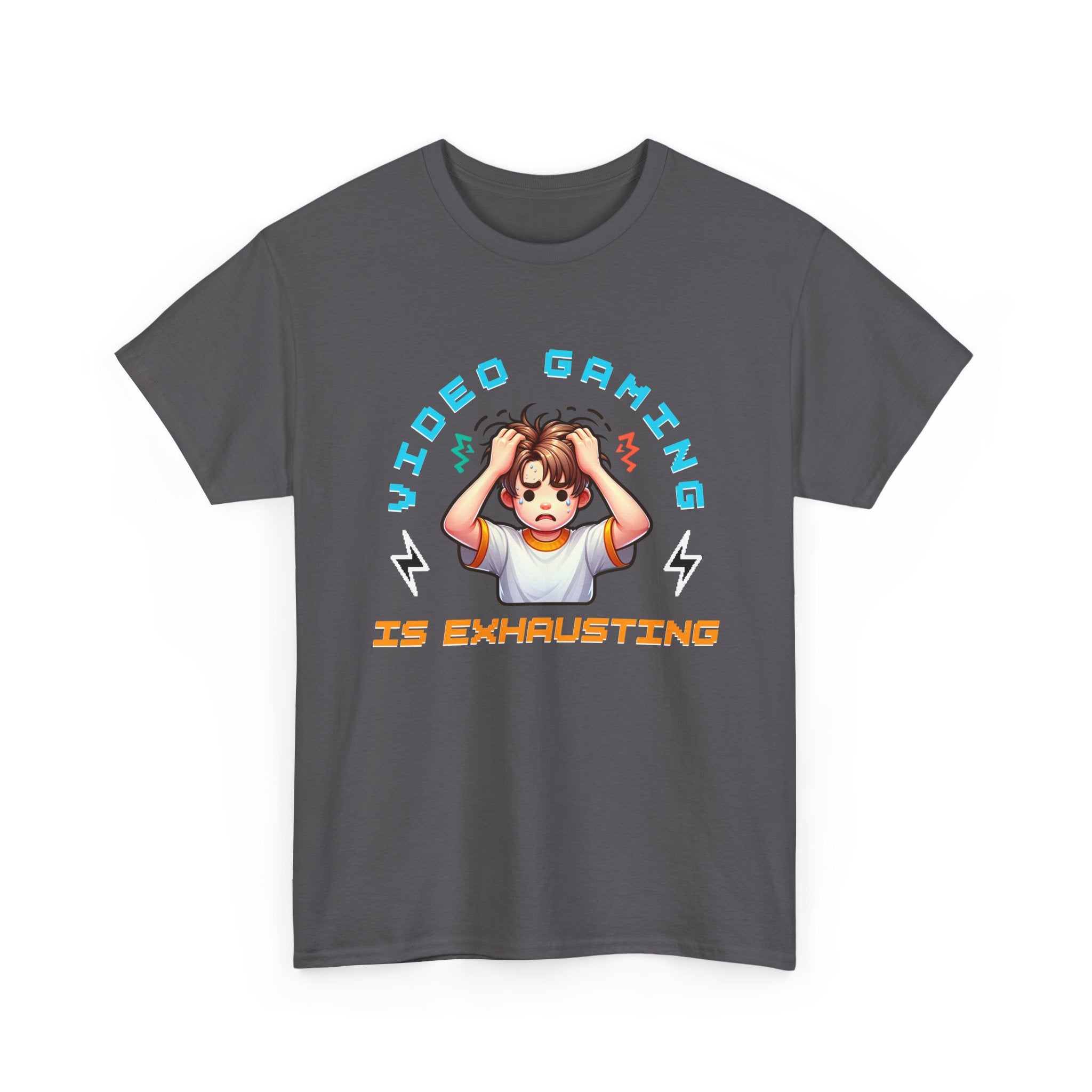 Gaming T‑Shirt — "Video Gaming Is Exhausting" Cute Anime Gamer Tee