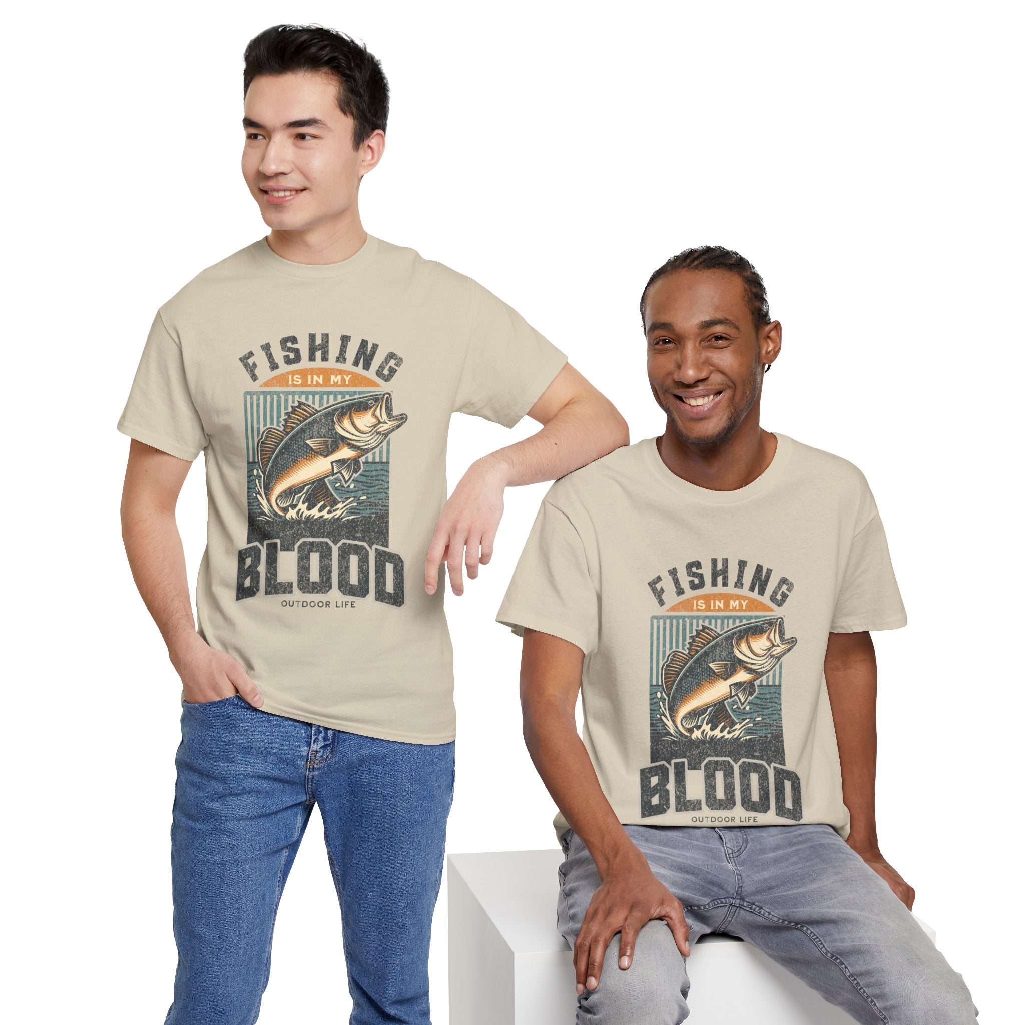 Fishing Is My Blood T-Shirt — Retro Bass Graphic Tee for Anglers