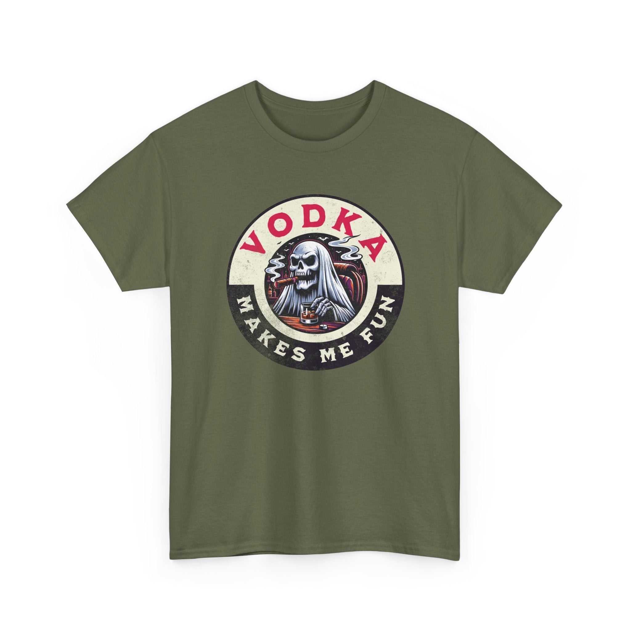 Vodka Makes Me Fun T-Shirt - Retro Skull Drinking Graphic Tee