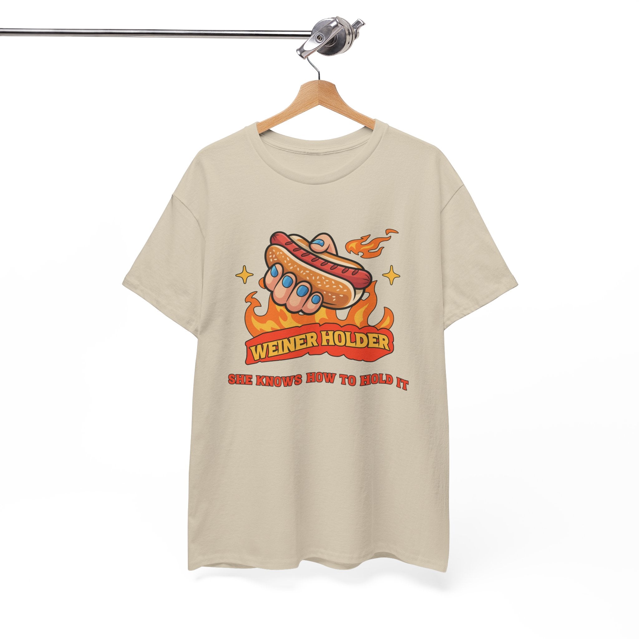 Funny Hot Dog T-Shirt — Weiner Holder Adult-Themed Tee