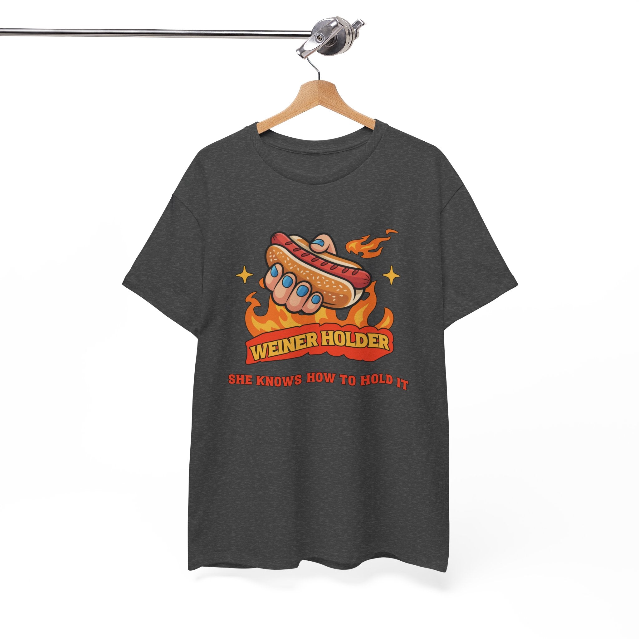 Funny Hot Dog T-Shirt — Weiner Holder Adult-Themed Tee