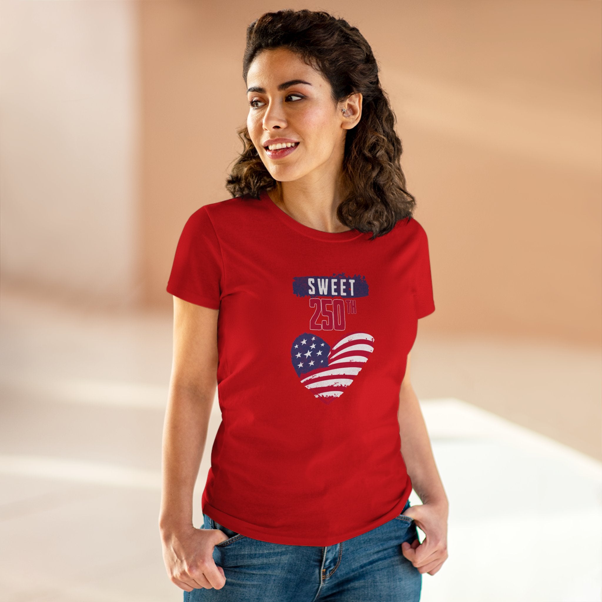 Sweet 250th American Flag Heart T‑Shirt
