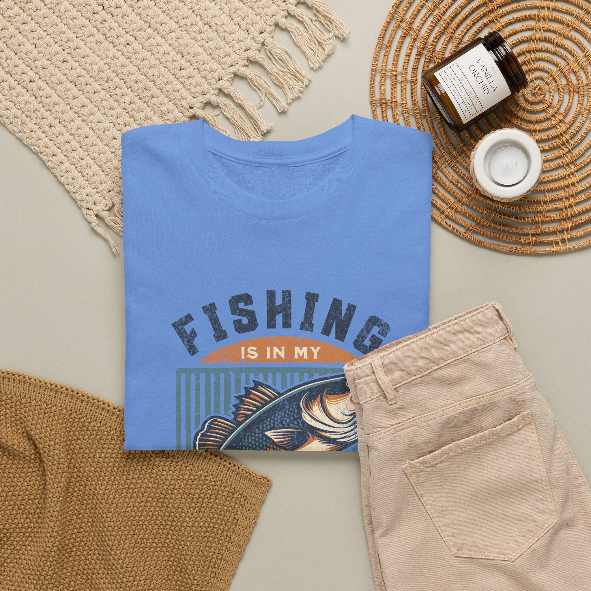 Fishing Is My Blood T-Shirt — Retro Bass Graphic Tee for Anglers