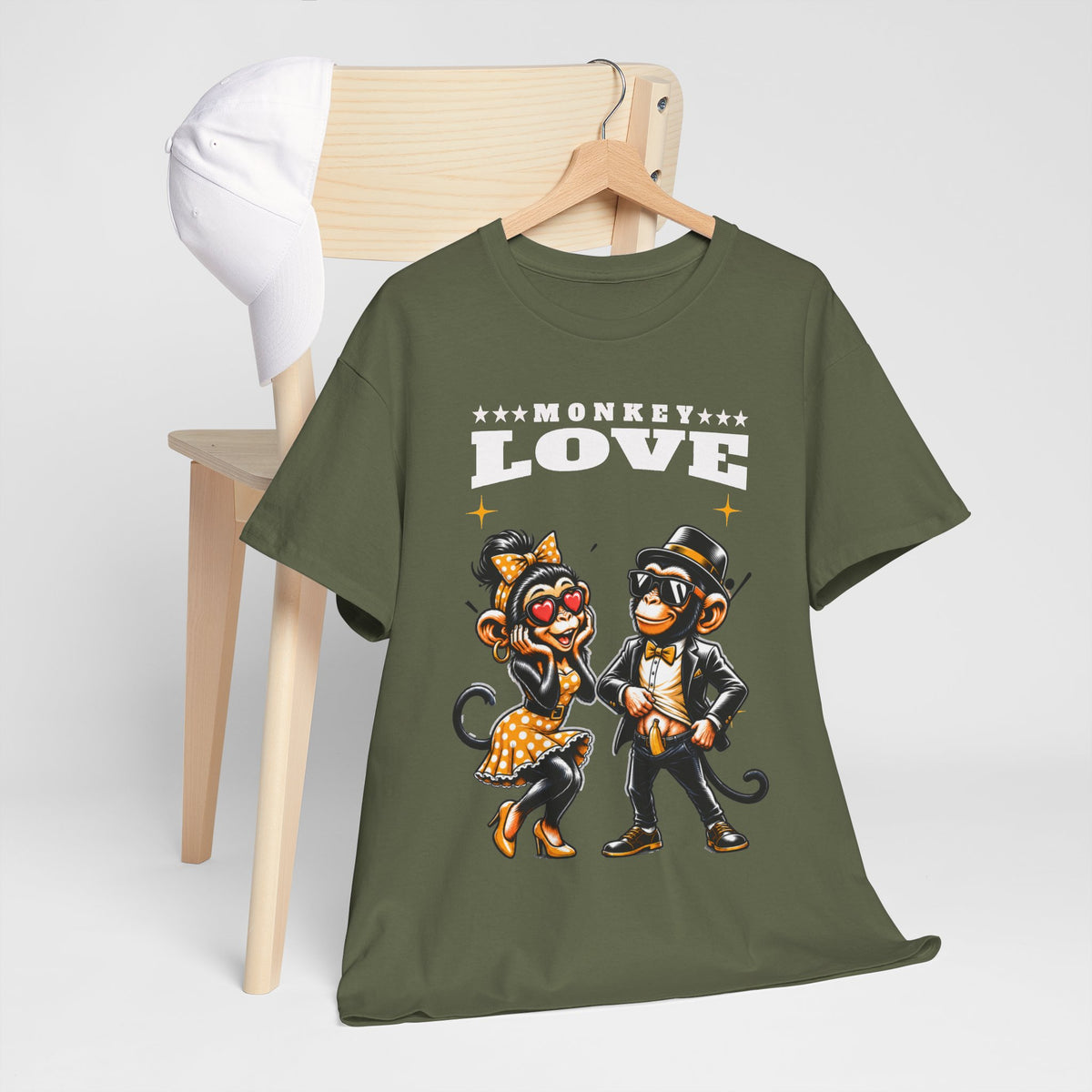 "Monkey Love" Retro Dancing Monkeys Graphic Tee