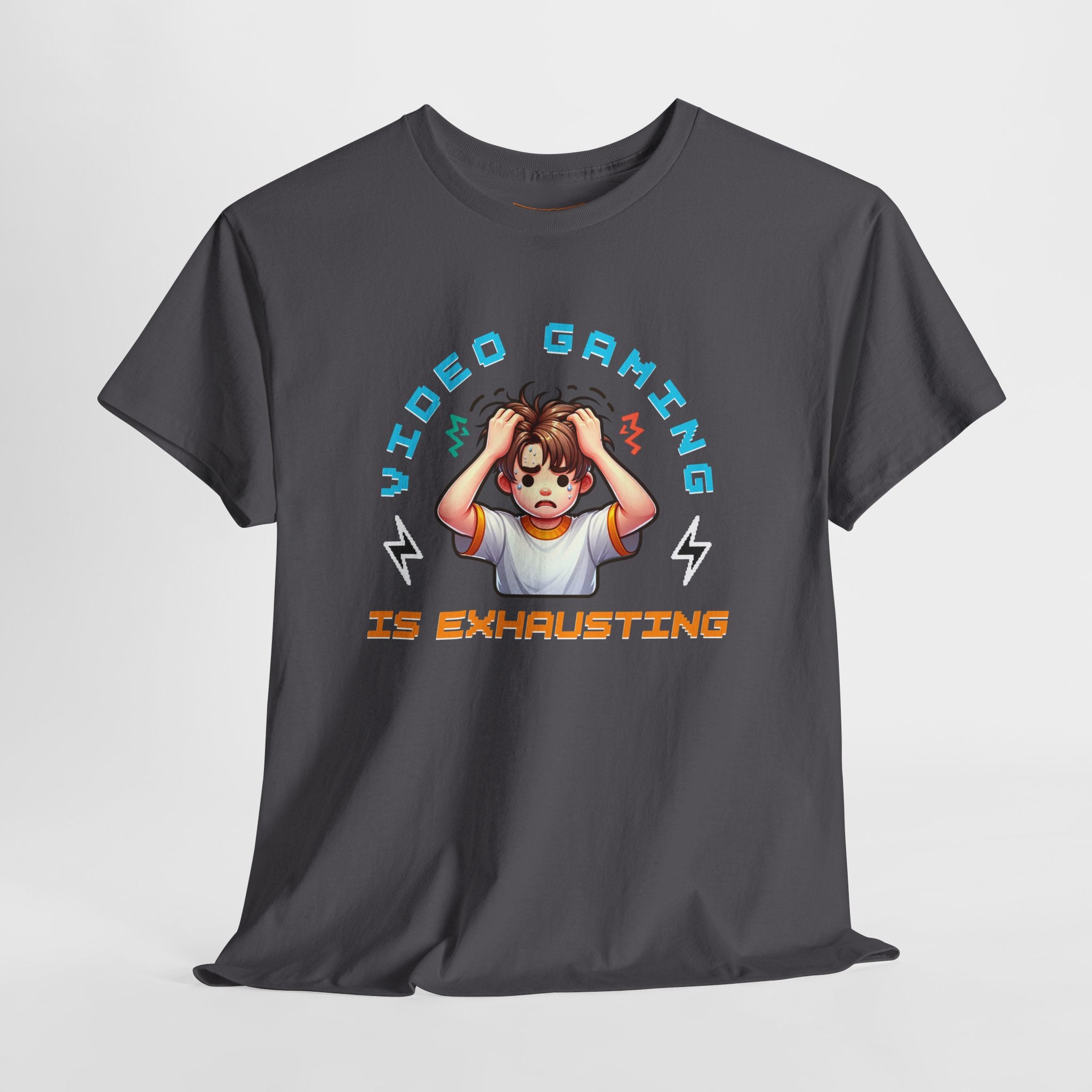 Gaming T‑Shirt — "Video Gaming Is Exhausting" Cute Anime Gamer Tee