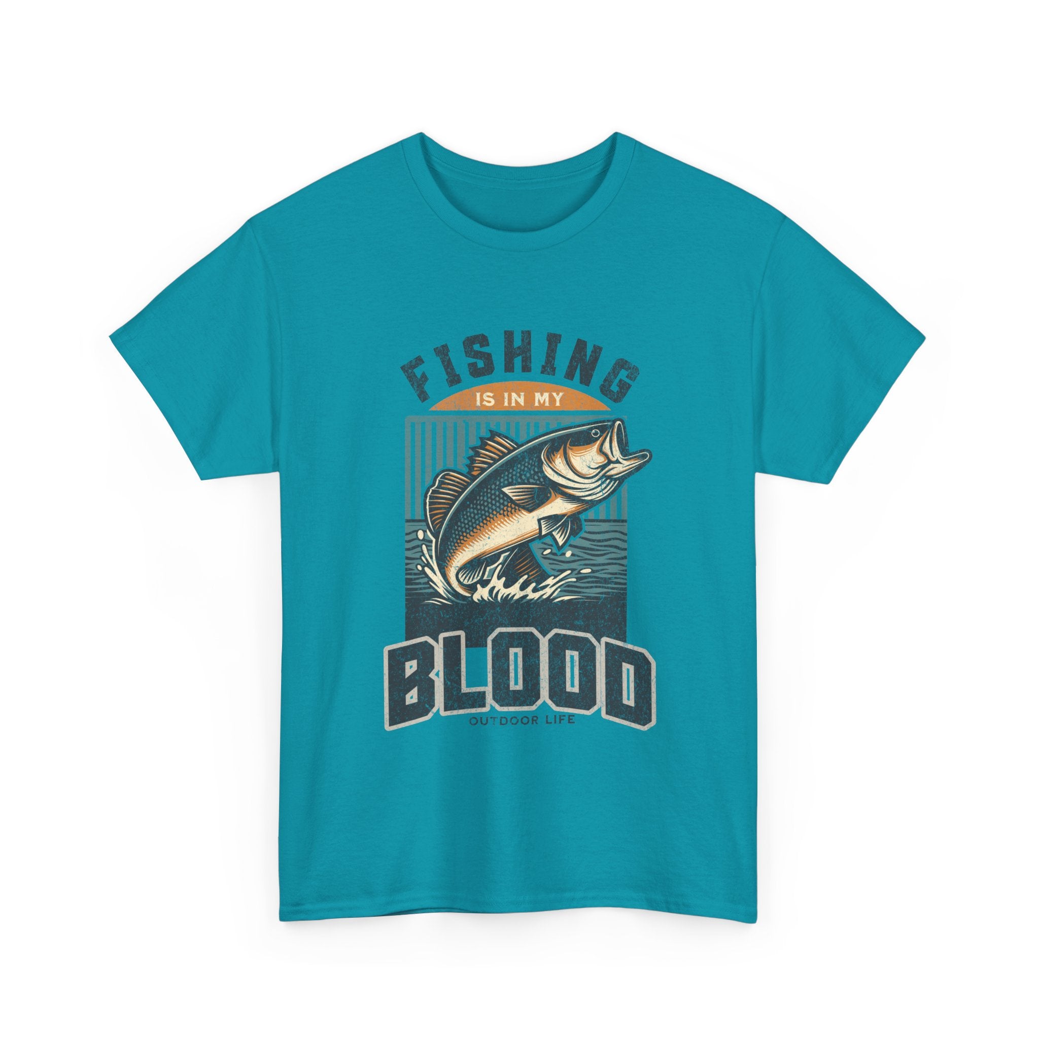 Fishing Is My Blood T-Shirt — Retro Bass Graphic Tee for Anglers