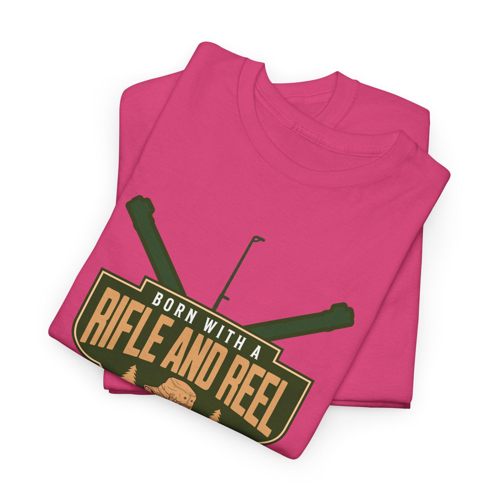 Rifle and Reel T-Shirt — "Born With a Rifle and Reel" Hunting & Fishing Graphic Tee