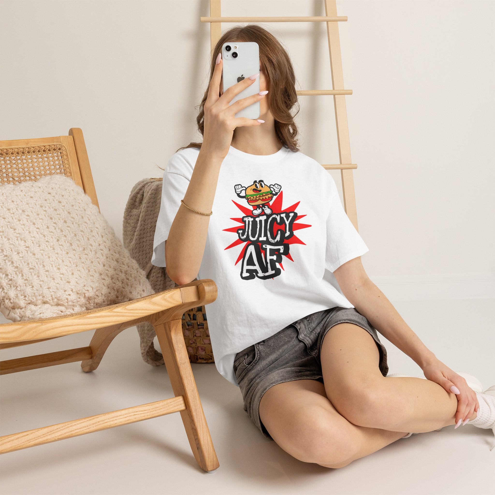 Juicy AF T-Shirt — Retro Cartoon Burger Graphic Tee