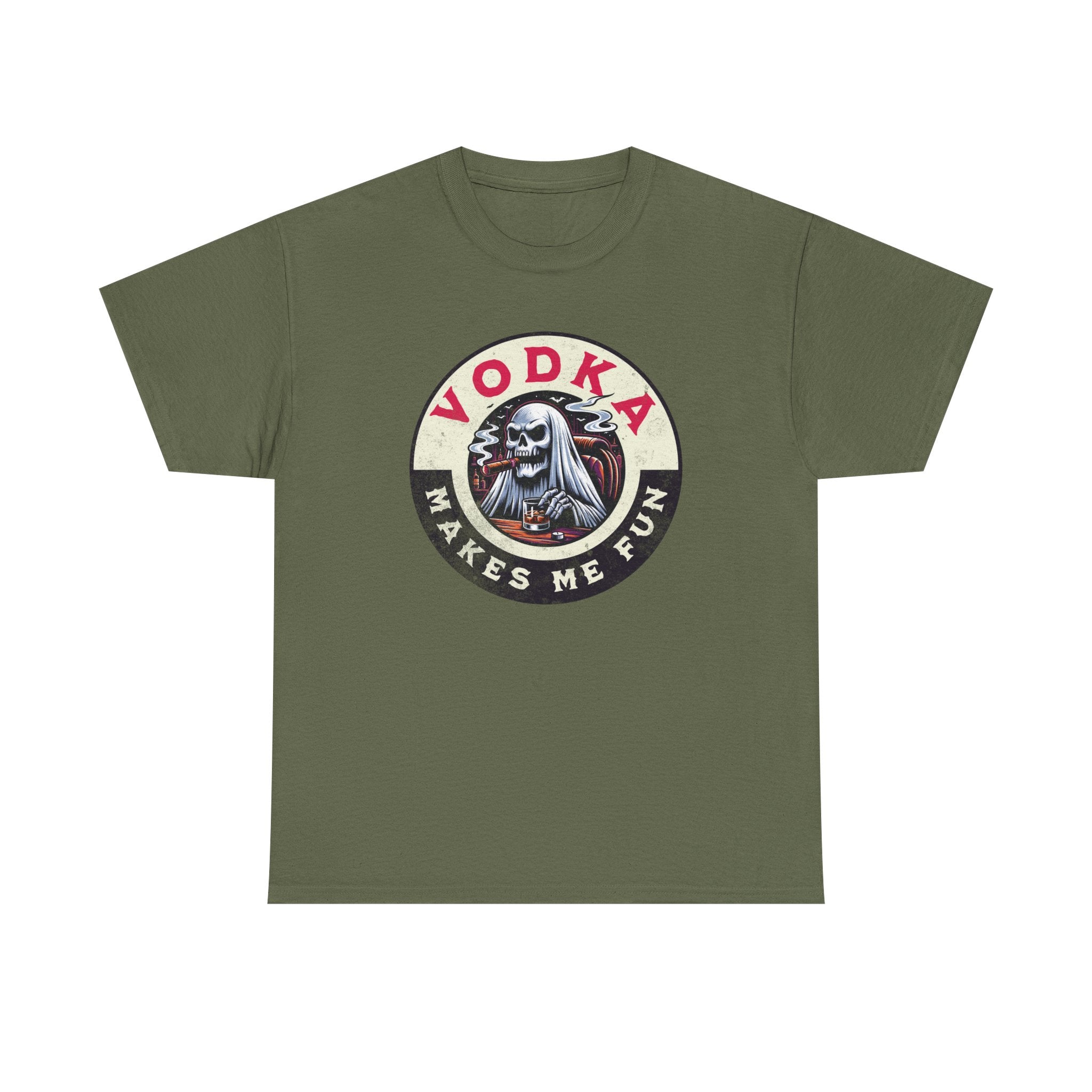 Vodka Makes Me Fun T-Shirt - Retro Skull Drinking Graphic Tee