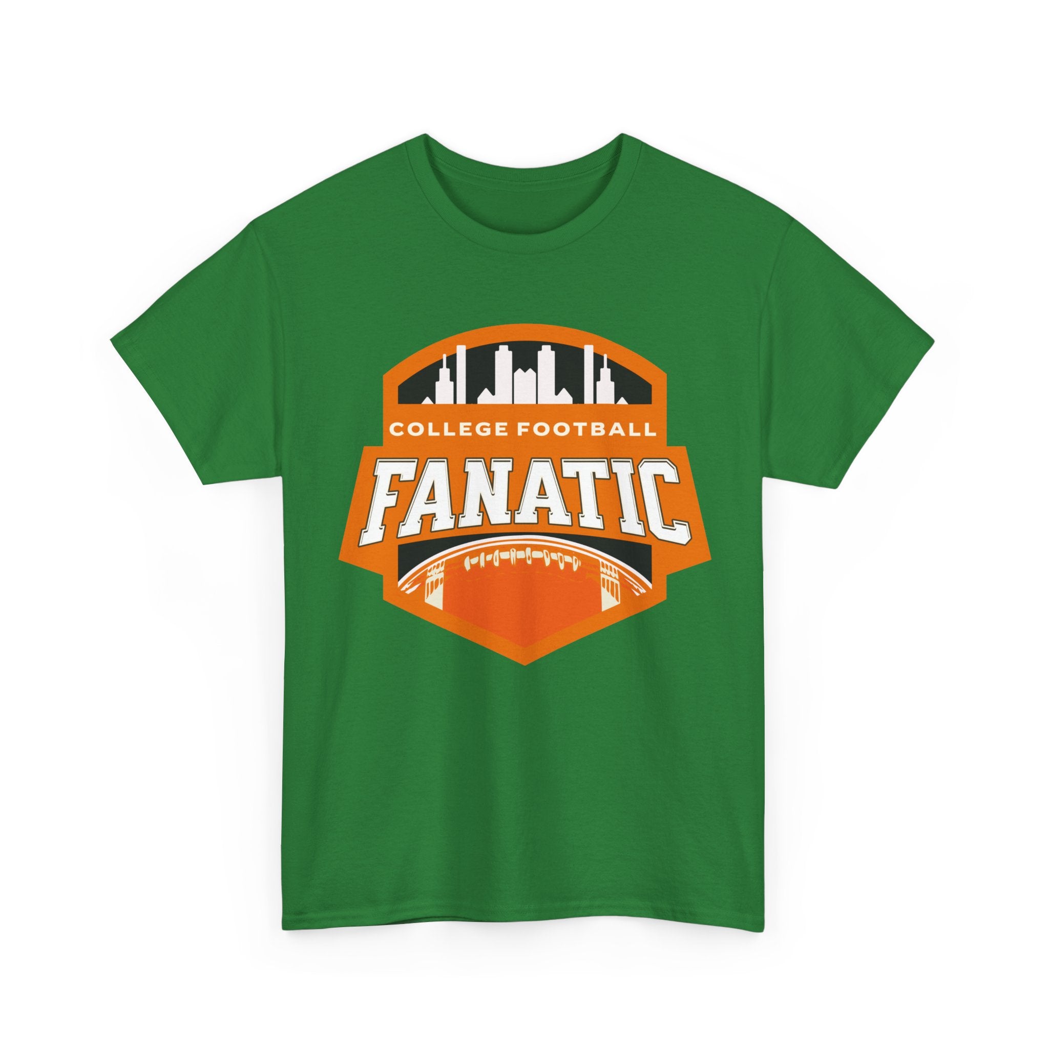 College Football Fanatic T-Shirt — Retro Orange Football Badge Tee