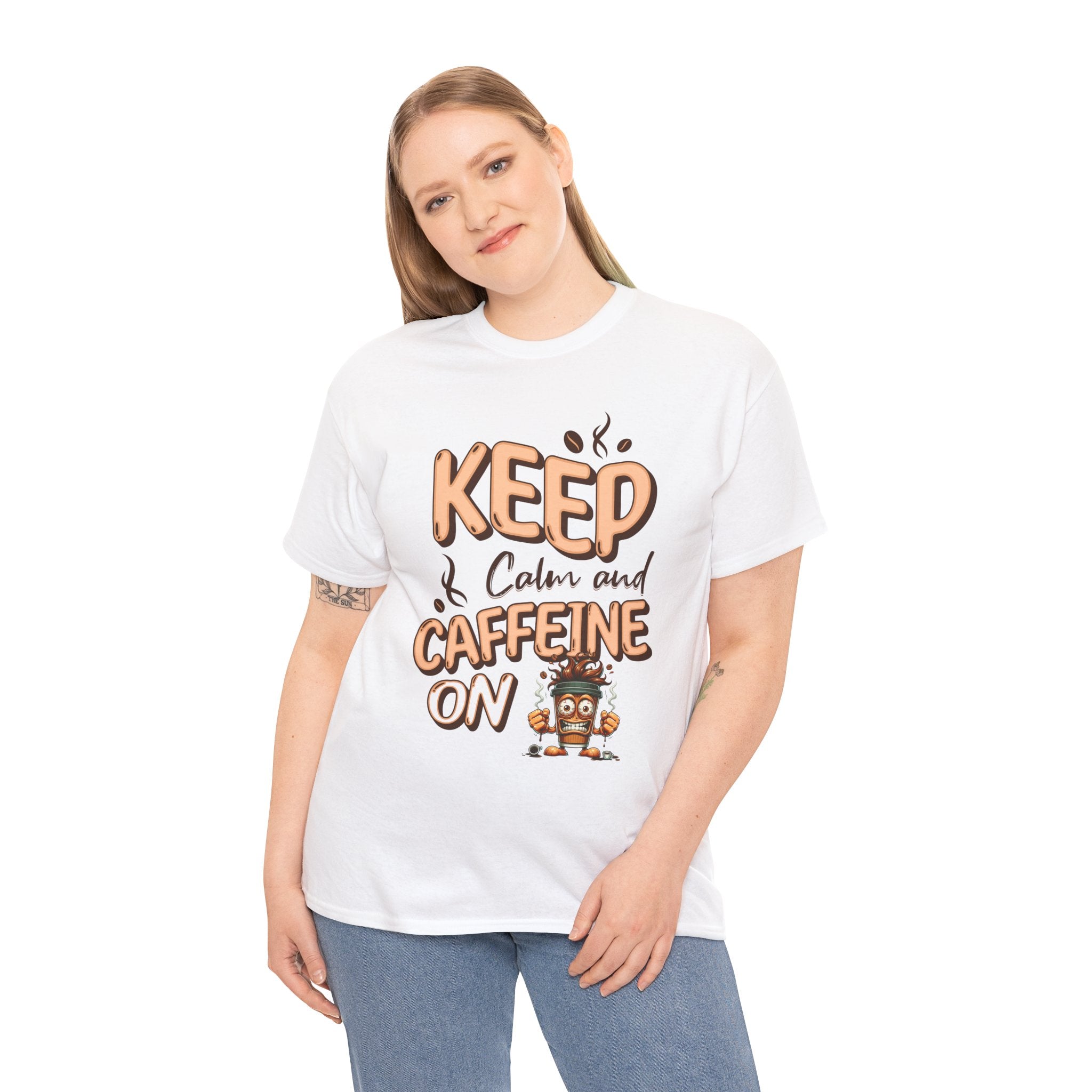 Keep Calm And Caffeine On – Funny Coffee Lover T-Shirt