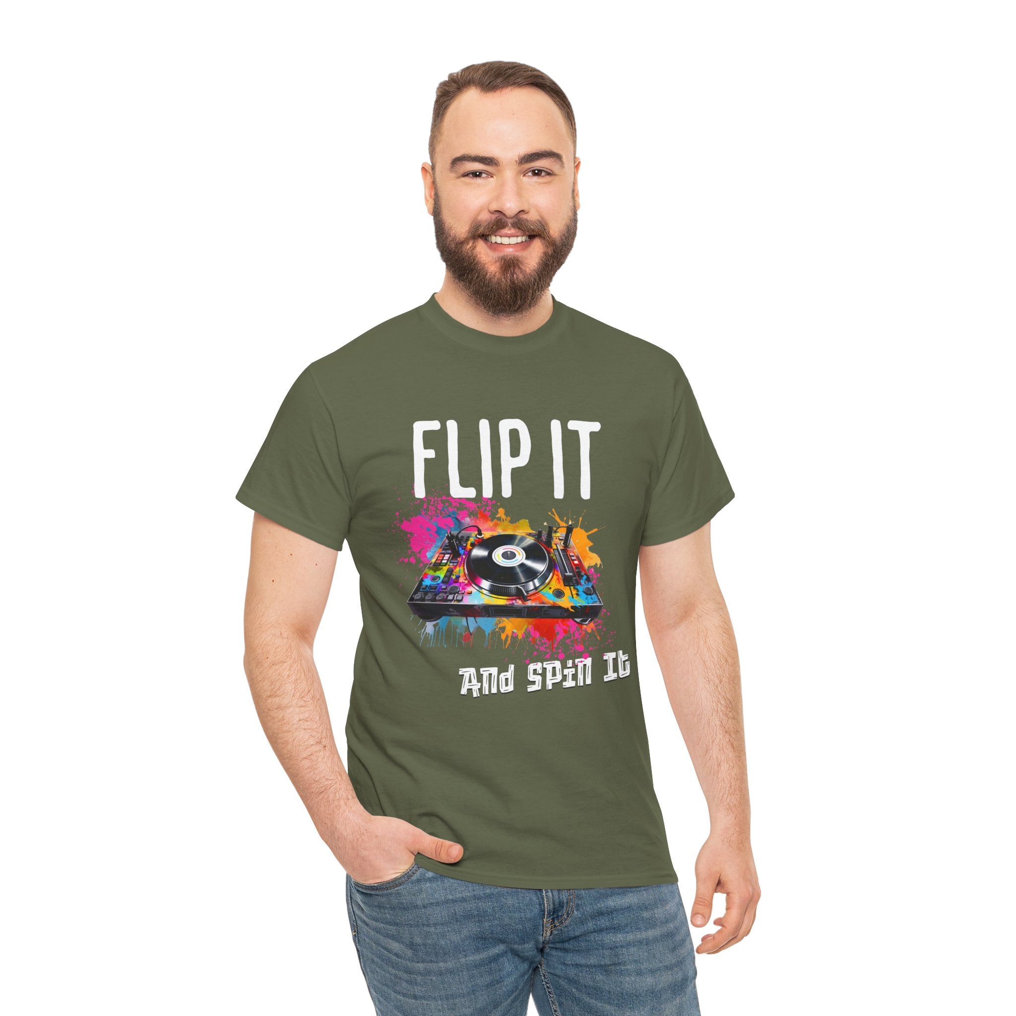 Flip & Spin the Record Unisex Heavy Cotton Tee