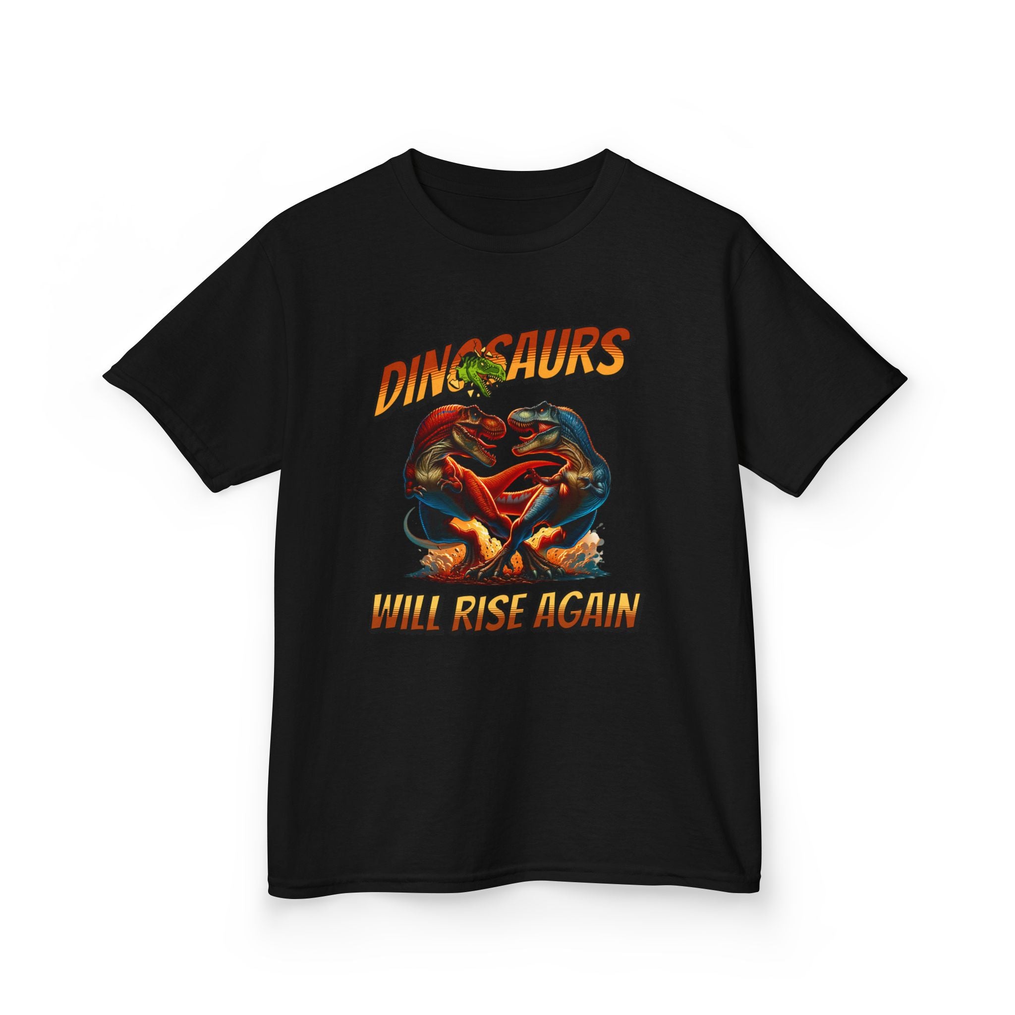 Kids Tee — "Dinosaurs Will Rise Again" Retro T-Rex Graphic
