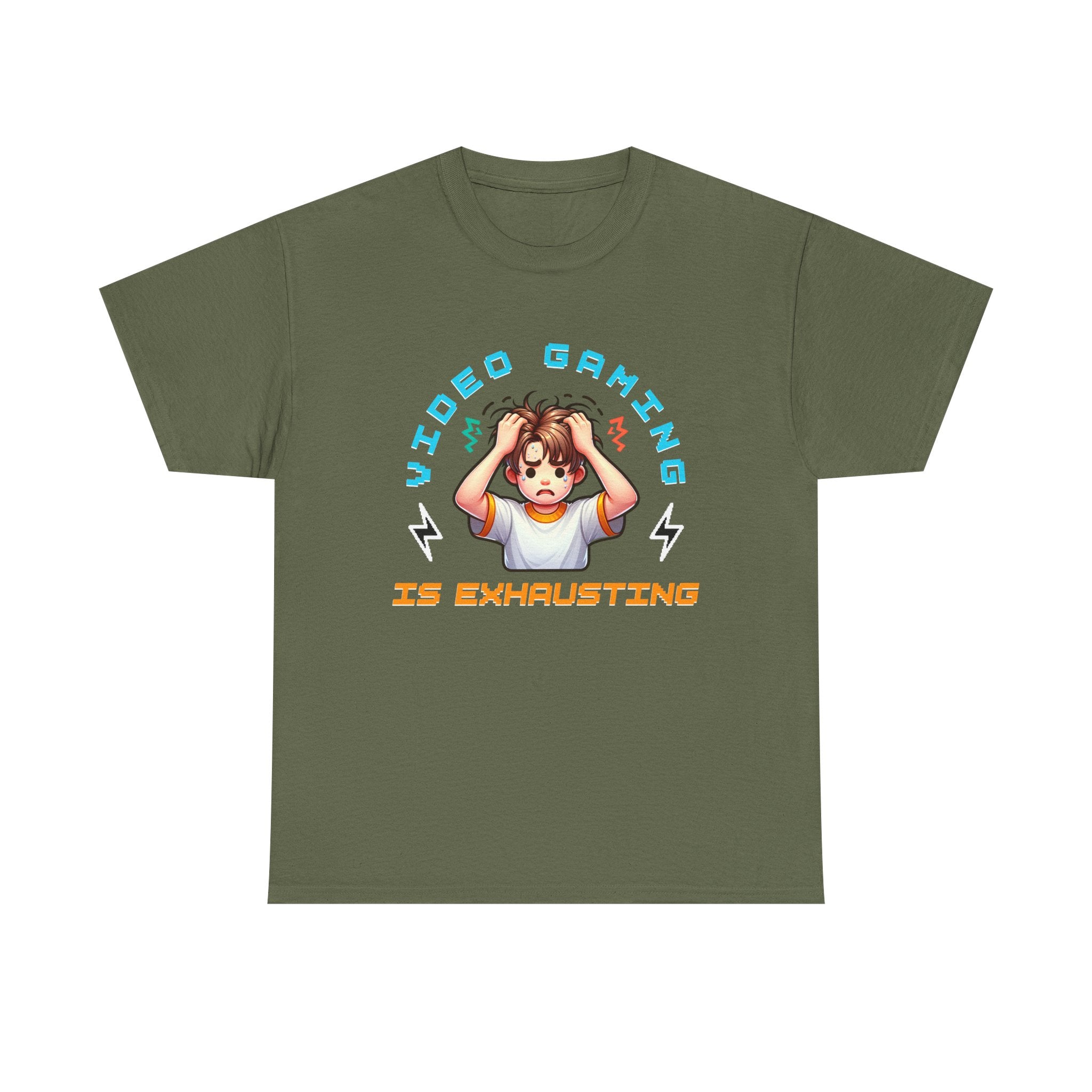 Gaming T‑Shirt — "Video Gaming Is Exhausting" Cute Anime Gamer Tee