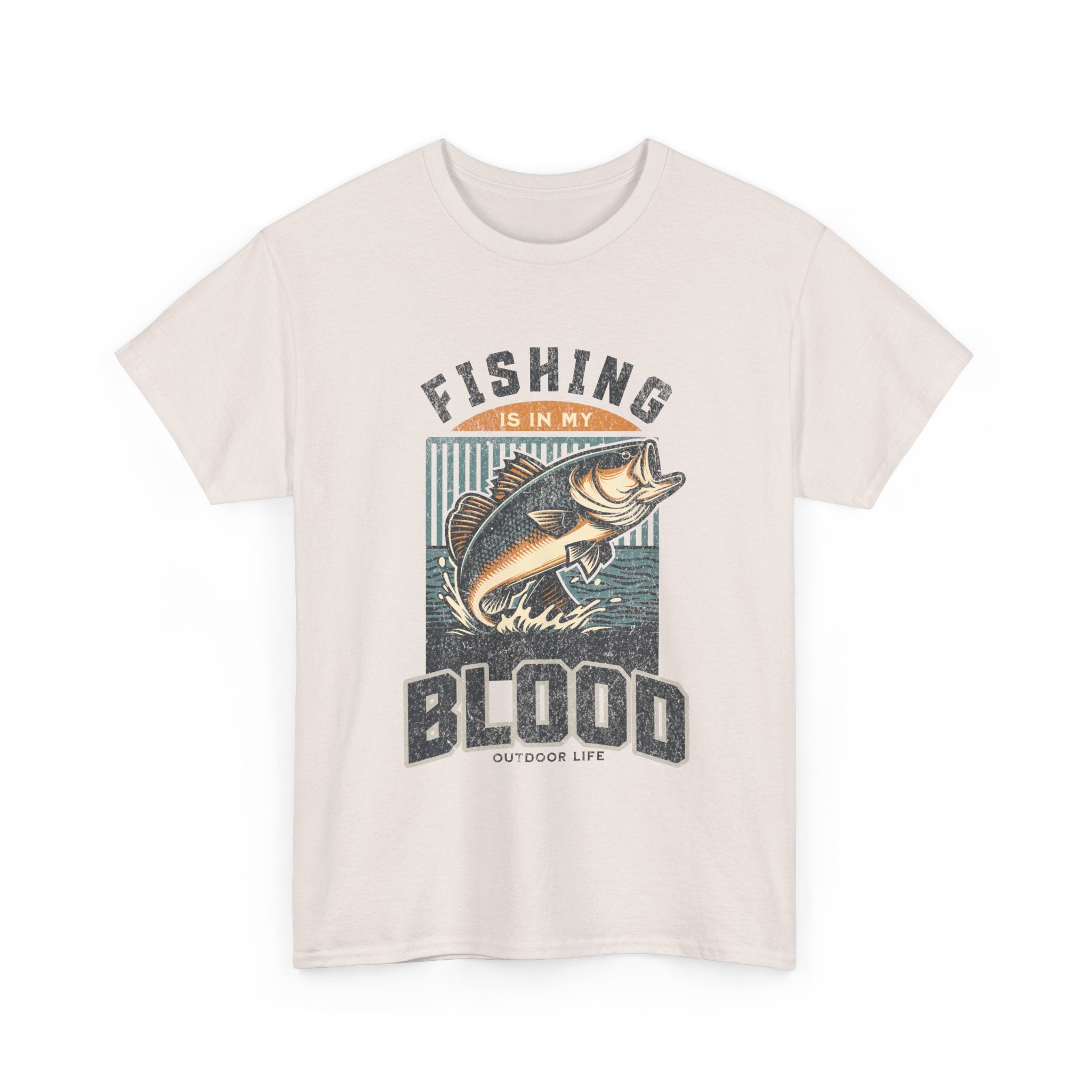 Fishing Is My Blood T-Shirt — Retro Bass Graphic Tee for Anglers