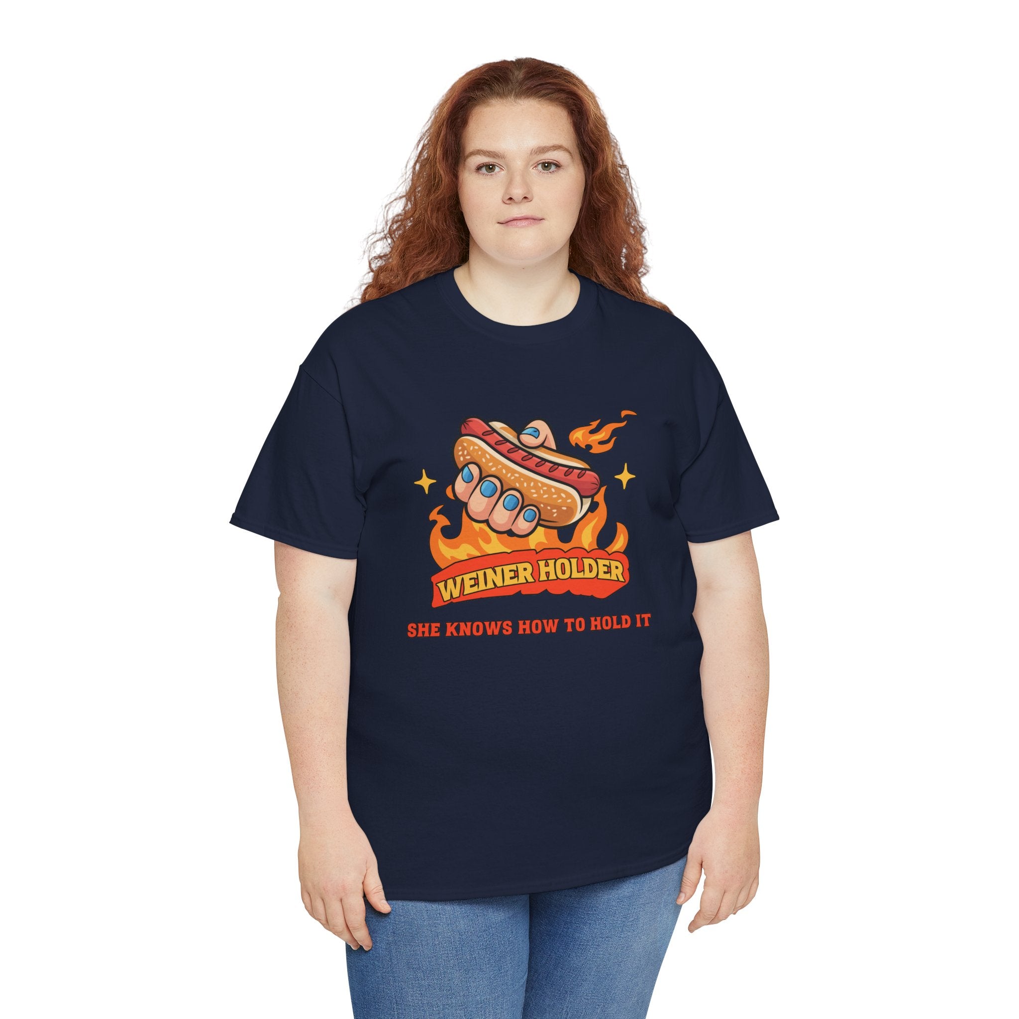 Funny Hot Dog T-Shirt — Weiner Holder Adult-Themed Tee