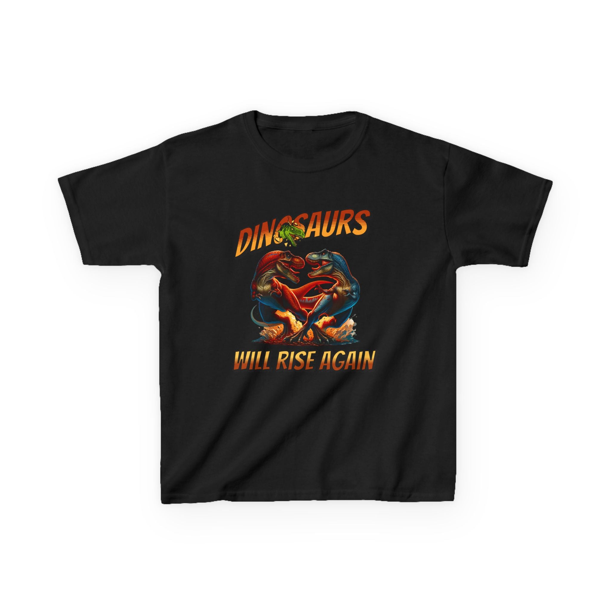 Kids Tee — "Dinosaurs Will Rise Again" Retro T-Rex Graphic