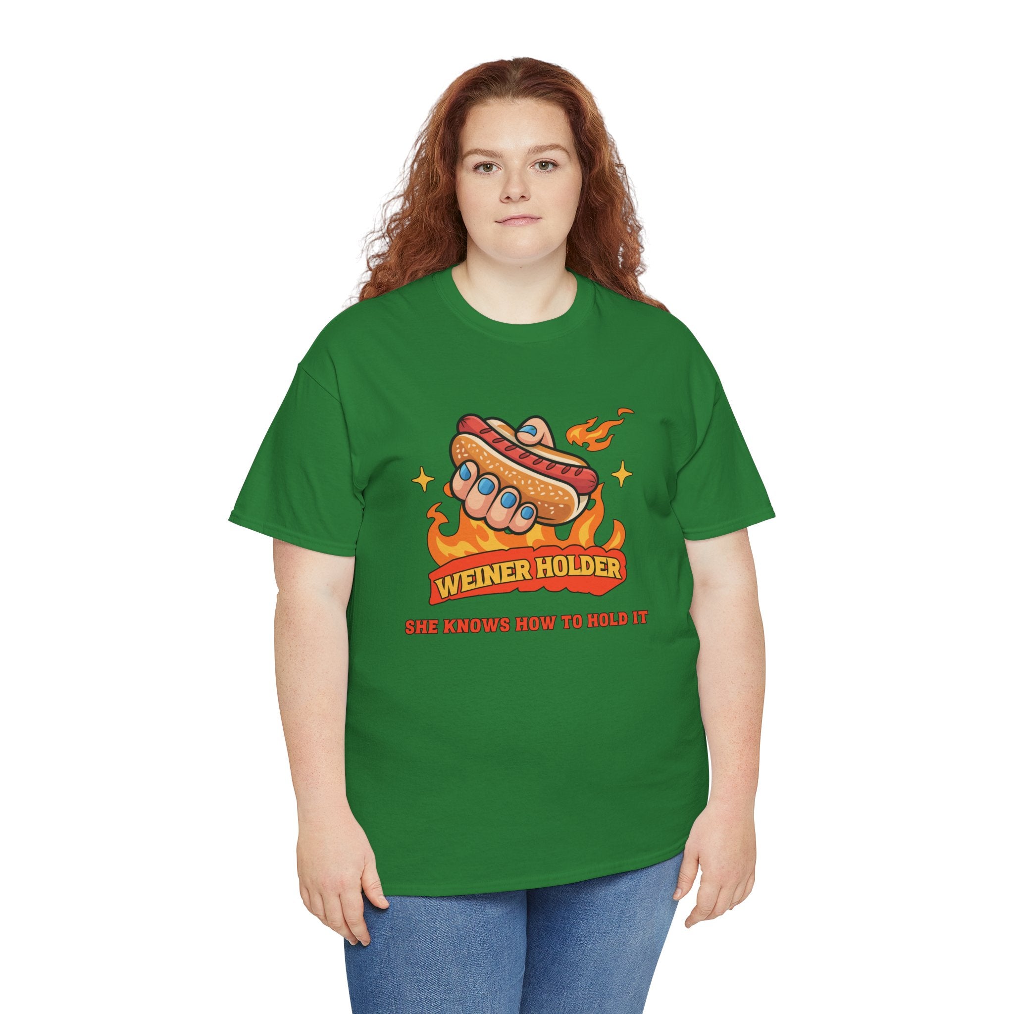 Funny Hot Dog T-Shirt — Weiner Holder Adult-Themed Tee