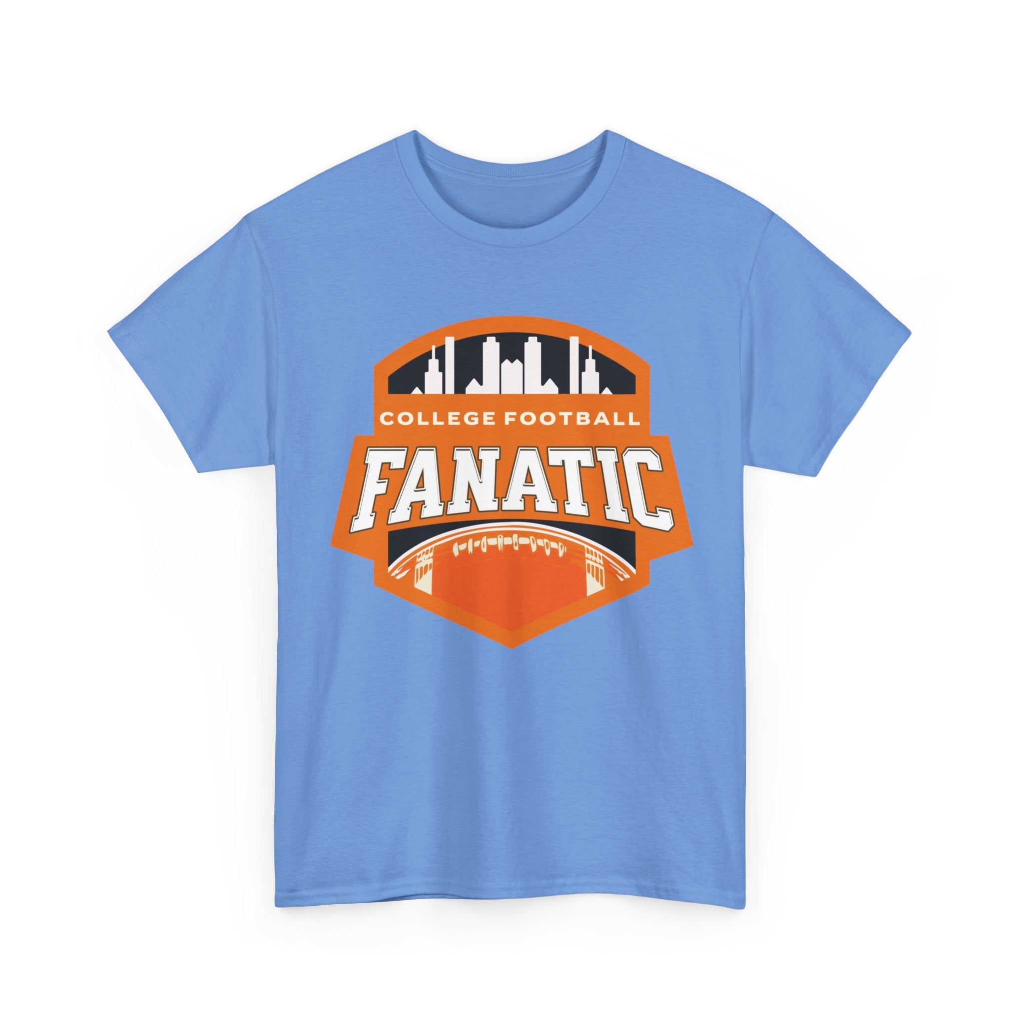 College Football Fanatic T-Shirt — Retro Orange Football Badge Tee