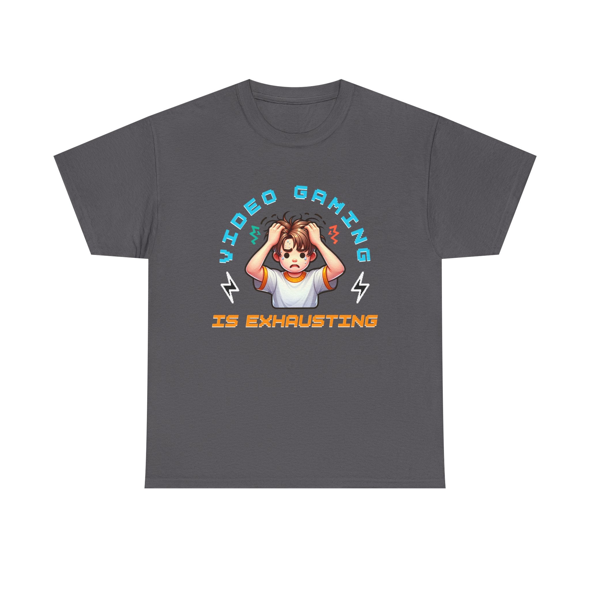 Gaming T‑Shirt — "Video Gaming Is Exhausting" Cute Anime Gamer Tee