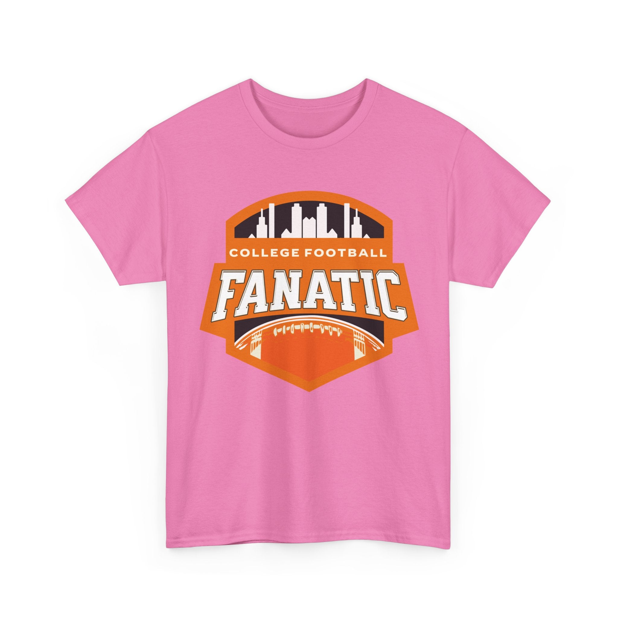 College Football Fanatic T-Shirt — Retro Orange Football Badge Tee