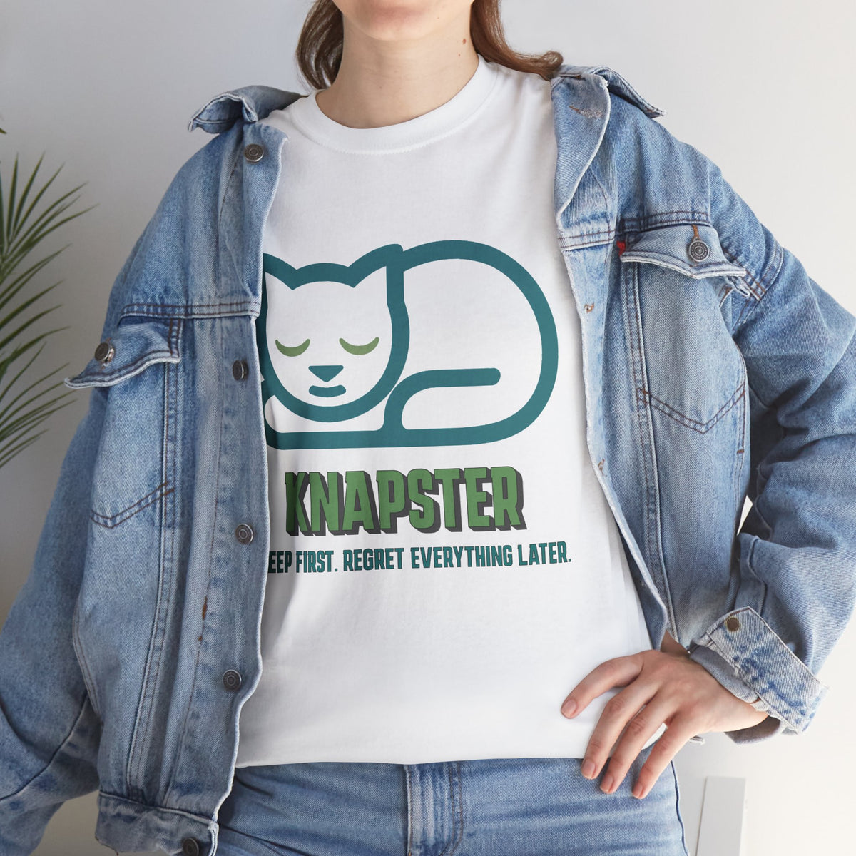 Knapster Cat T-Shirt – Sleep First, Regret Everything Later
