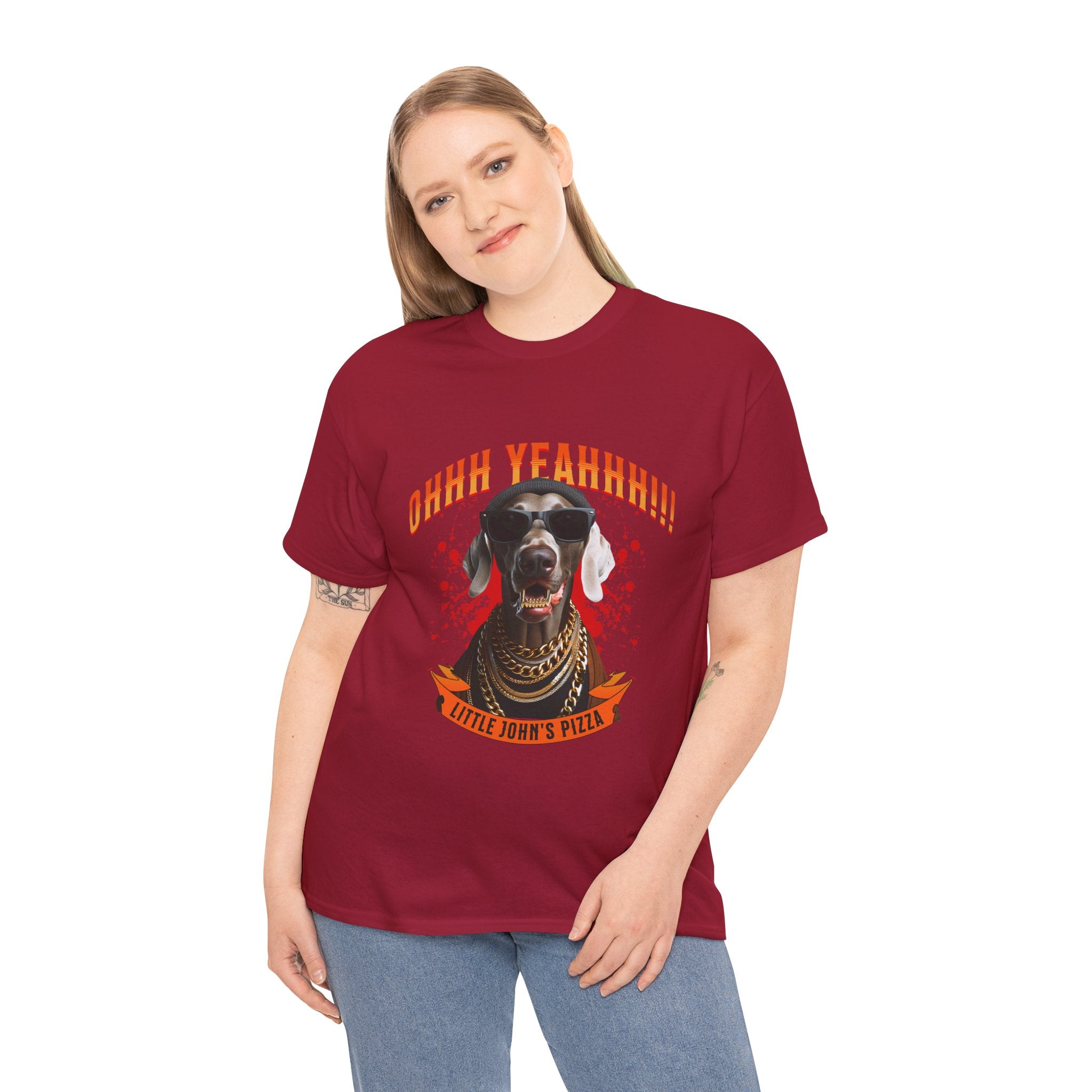 Little Johns Pizza Lover Unisex Tee, Ohhh Yeahhh Graphic Tee, Funny Dog T-Shirt, Food Lover Gift, Unisex Cotton Shirt