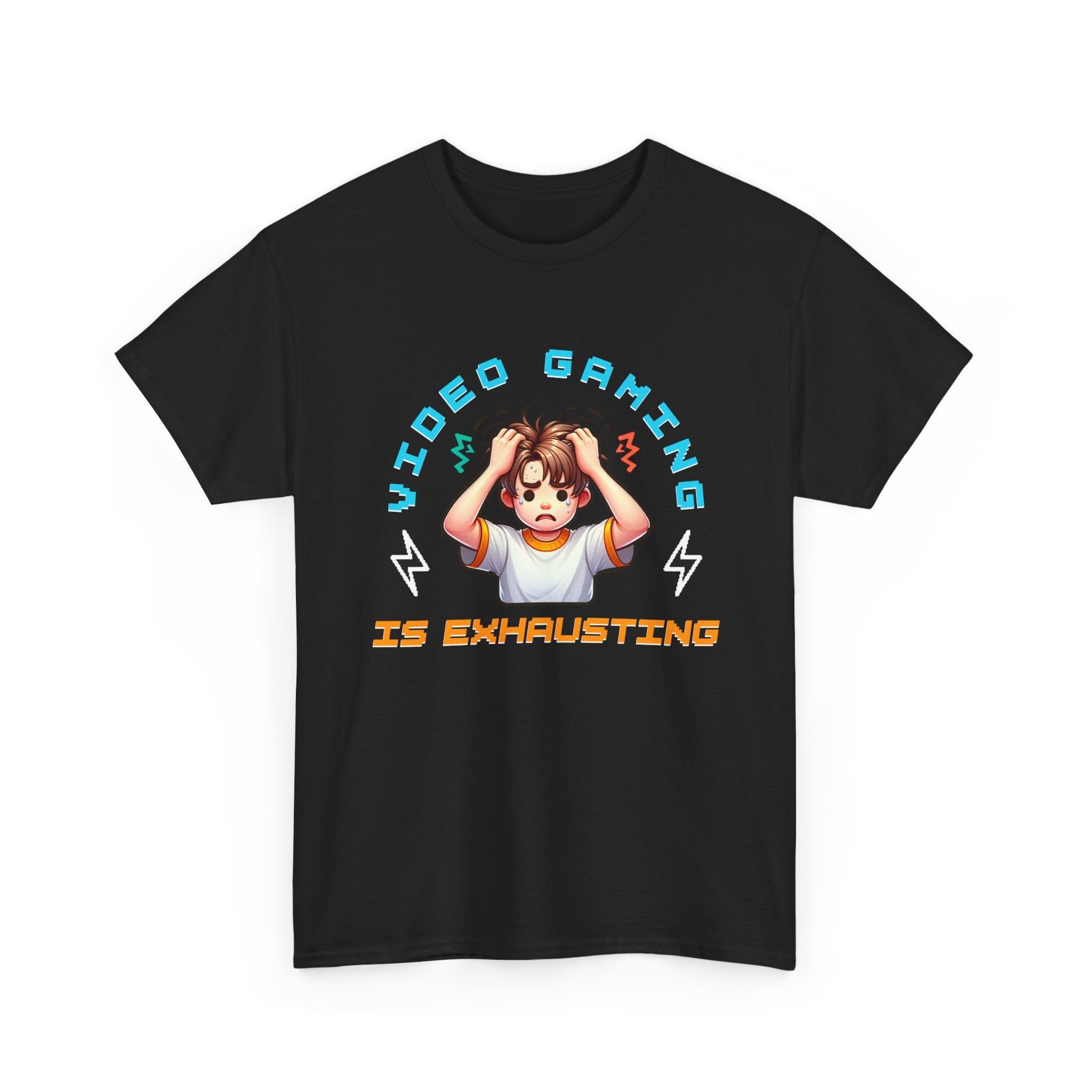 Gaming T‑Shirt — "Video Gaming Is Exhausting" Cute Anime Gamer Tee