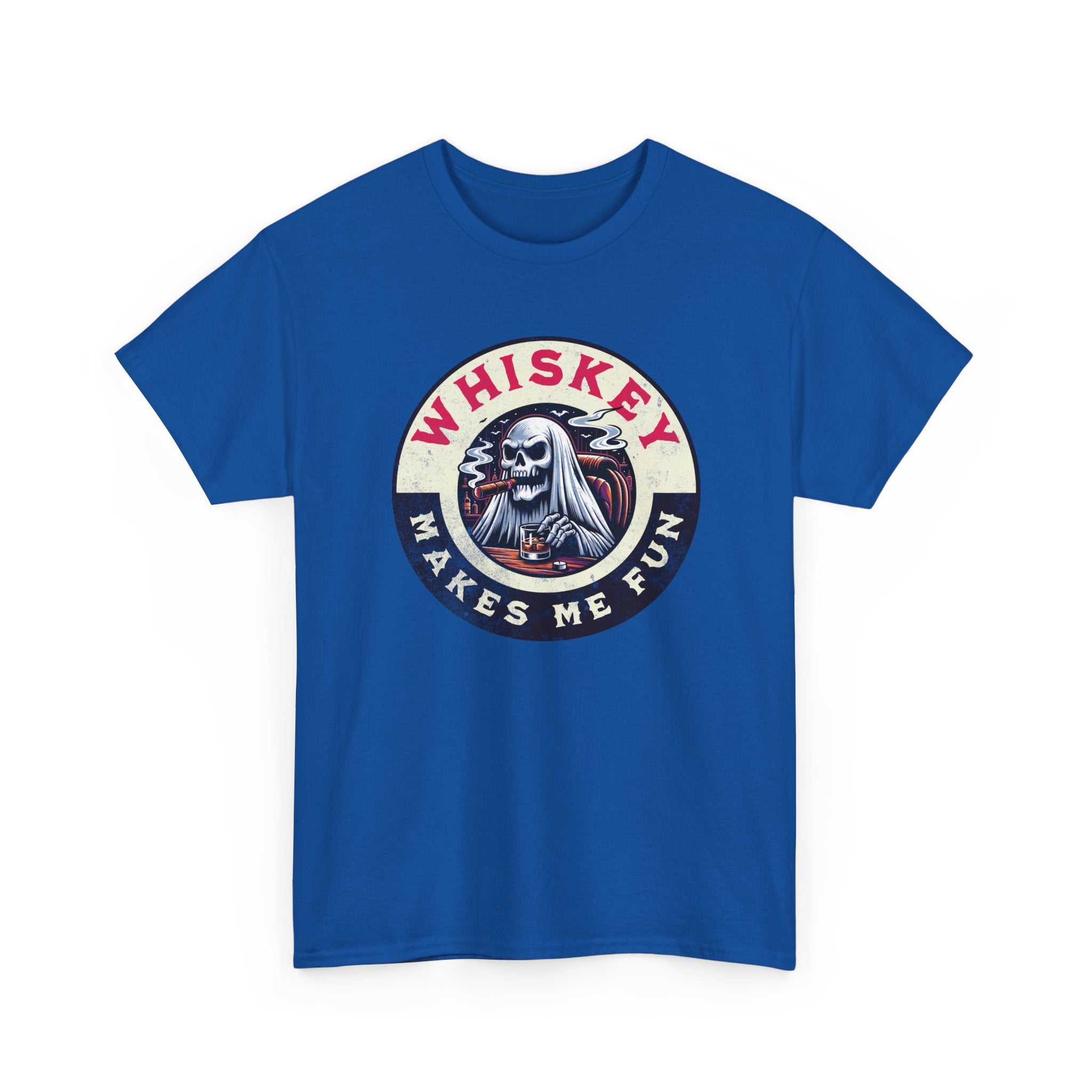 Whiskey Makes Me Fun T-Shirt — Vintage Skull Whiskey Graphic Tee